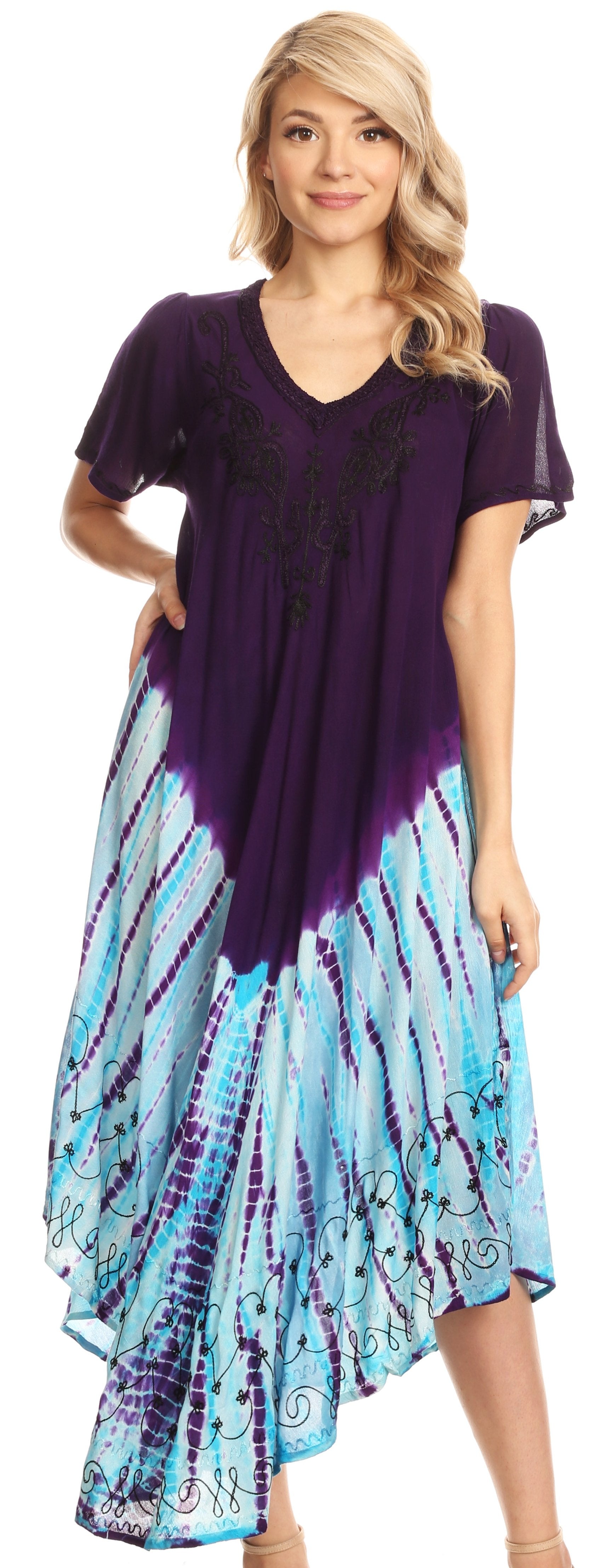 Sakkas Viveka Embroidered Caftan Dress - Concordia Style Boutique