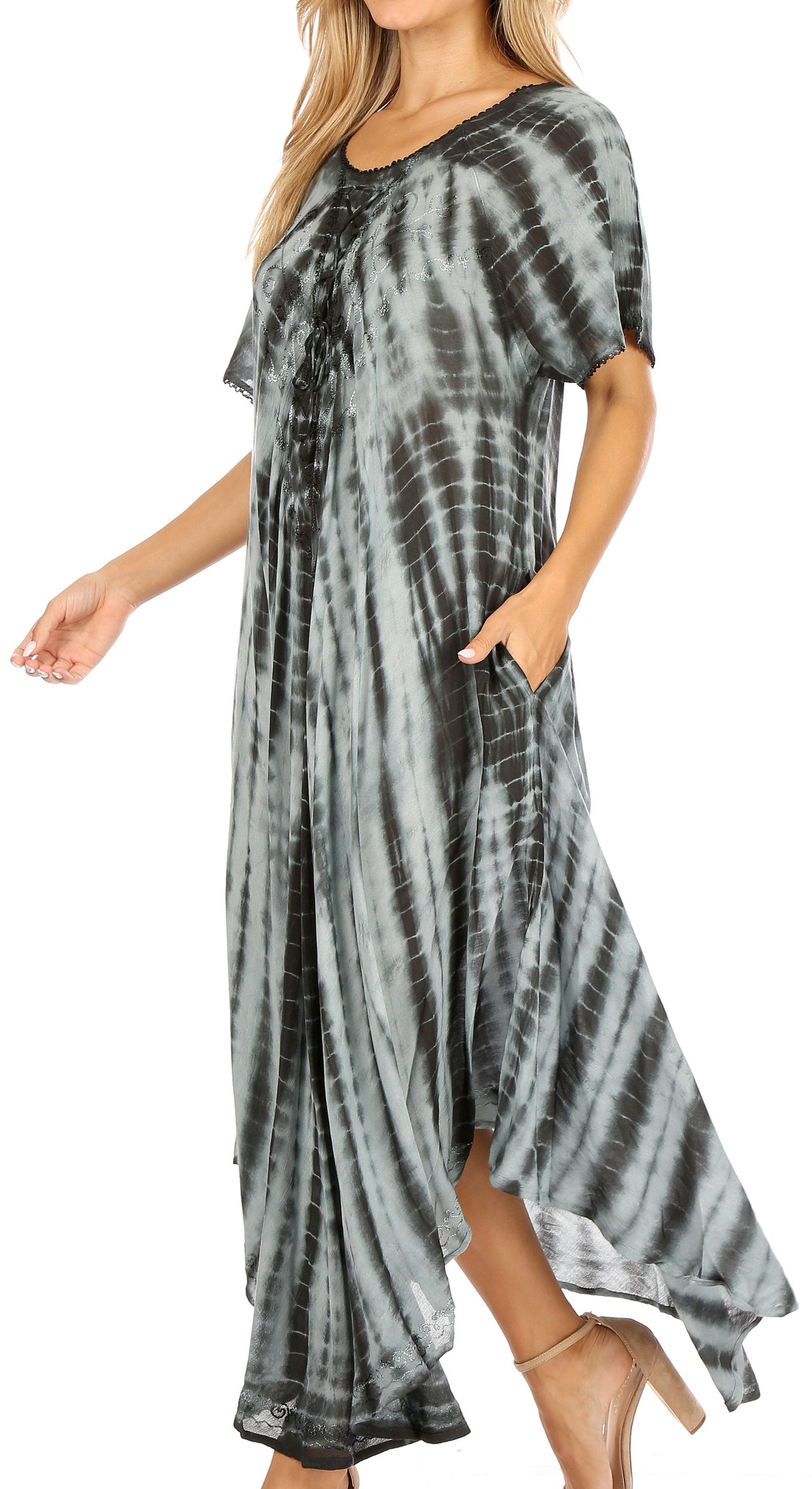 Sakkas Melika Tie Dye Caftan Dress - Concordia Style Boutique