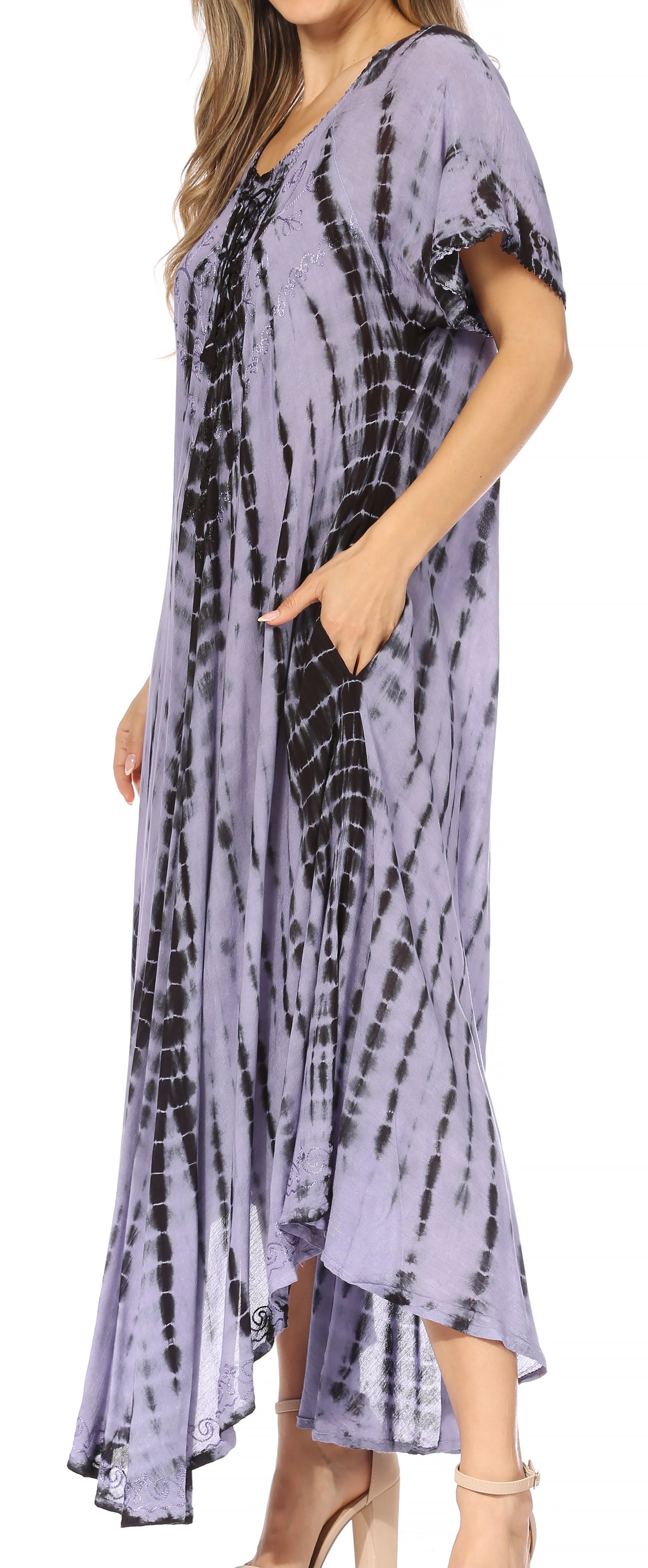 Sakkas Melika Tie Dye Caftan Dress - Concordia Style Boutique