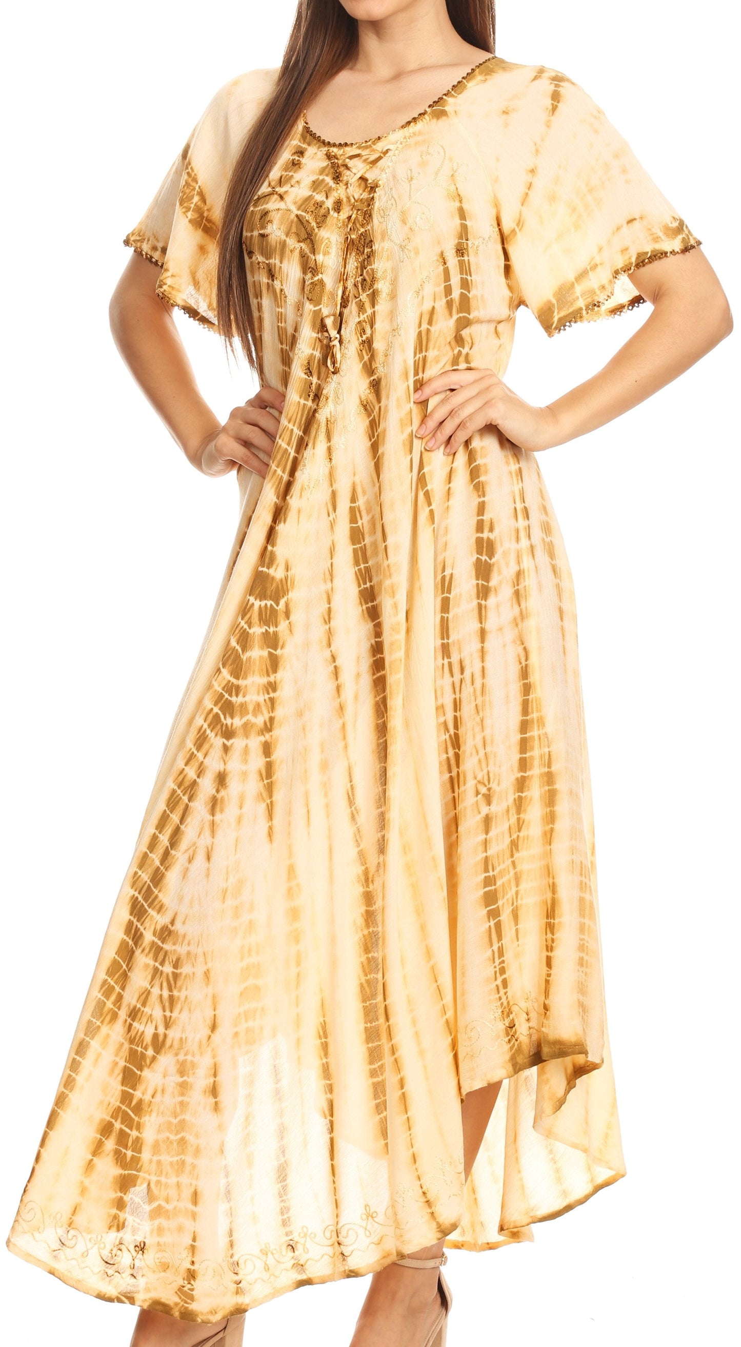 Sakkas Melika Tie Dye Caftan Dress - Concordia Style Boutique