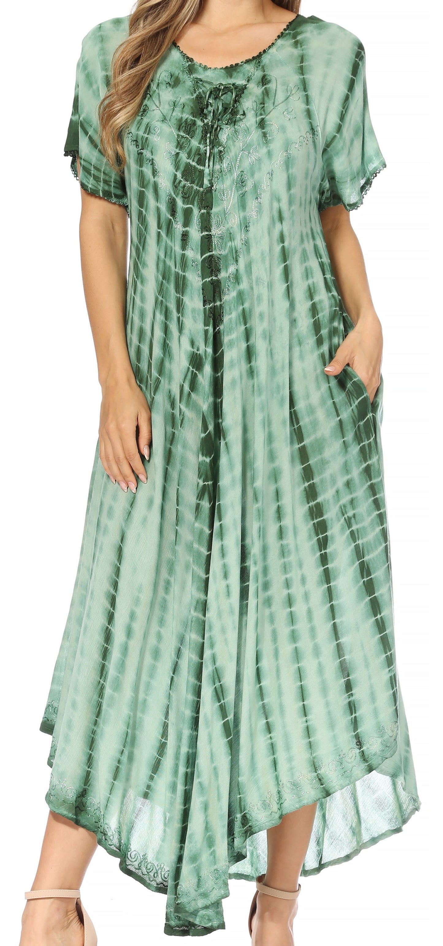 Sakkas Melika Tie Dye Caftan Dress - Concordia Style Boutique
