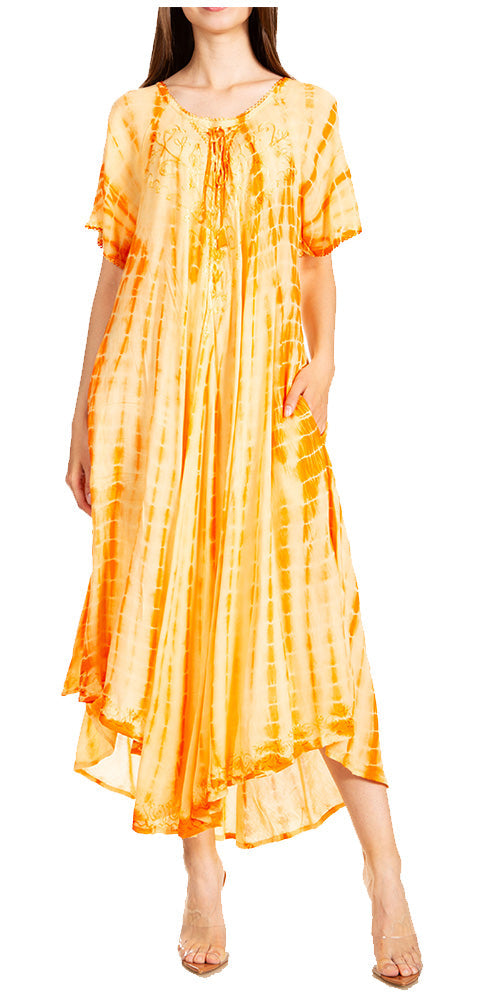 Sakkas Melika Tie Dye Caftan Dress - Concordia Style Boutique