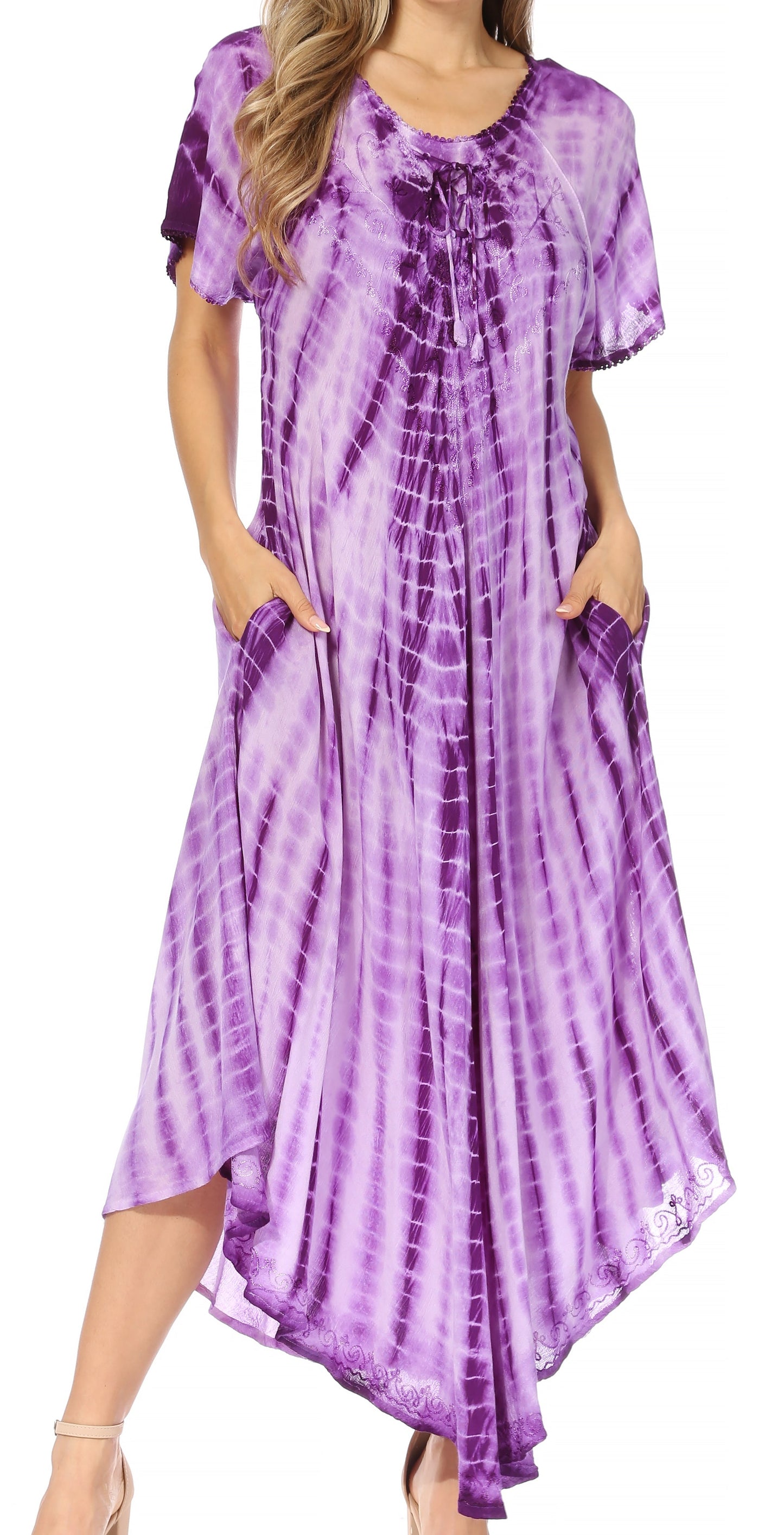 Sakkas Melika Tie Dye Caftan Dress - Concordia Style Boutique