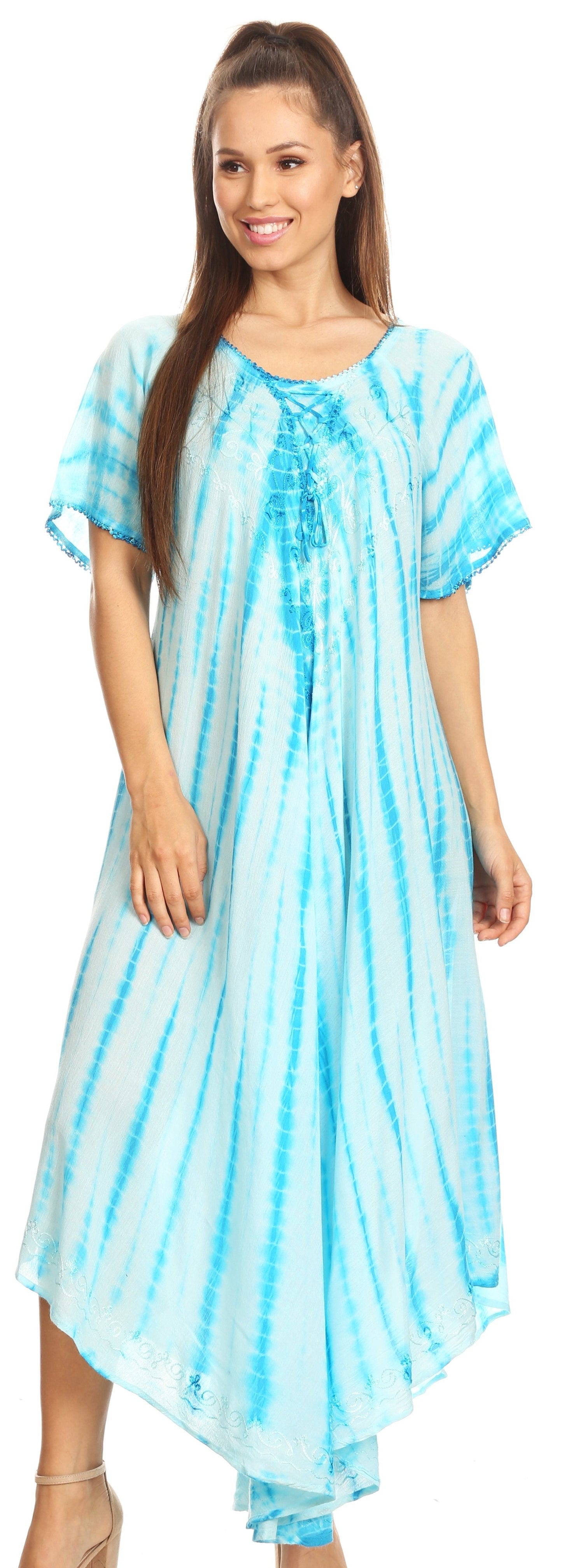 Sakkas Melika Tie Dye Caftan Dress - Concordia Style Boutique