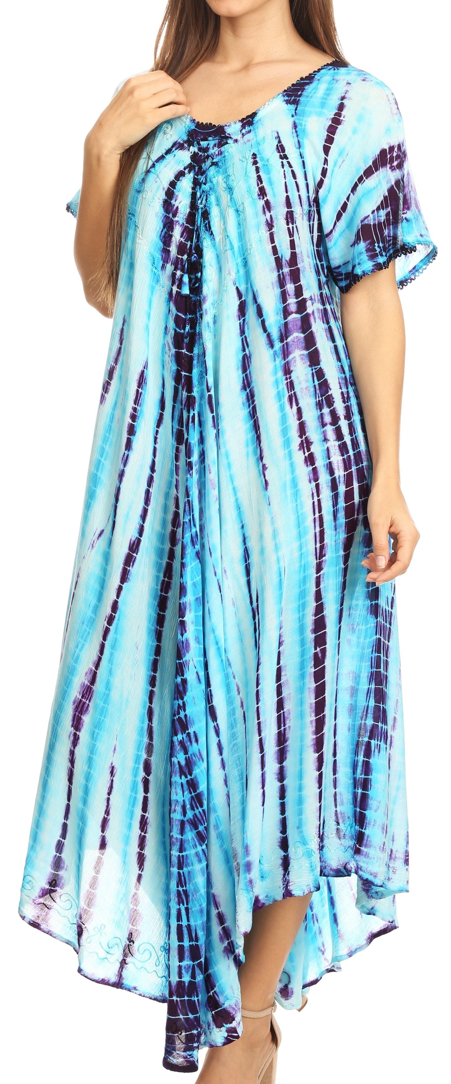 Sakkas Melika Tie Dye Caftan Dress - Concordia Style Boutique