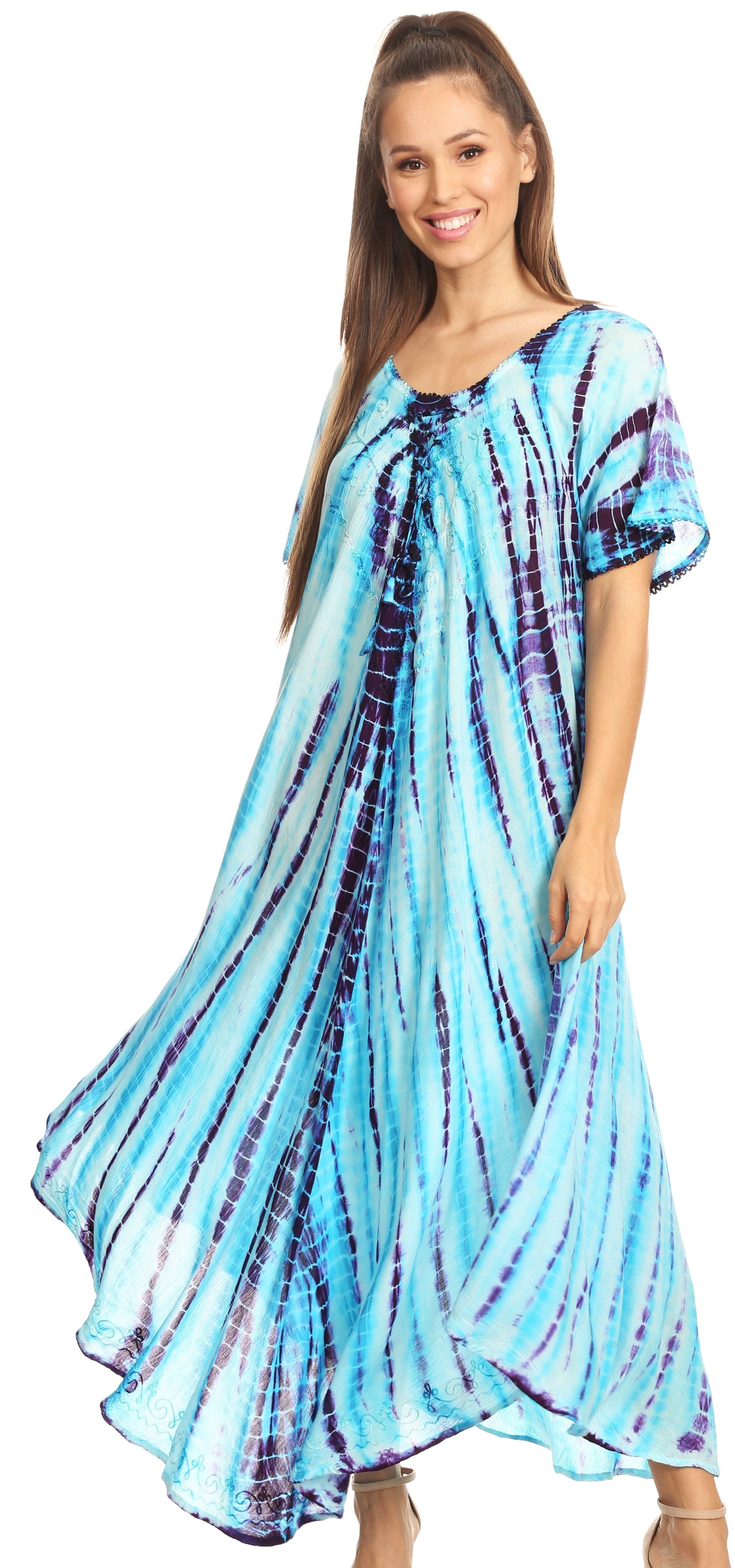 Sakkas Melika Tie Dye Caftan Dress - Concordia Style Boutique