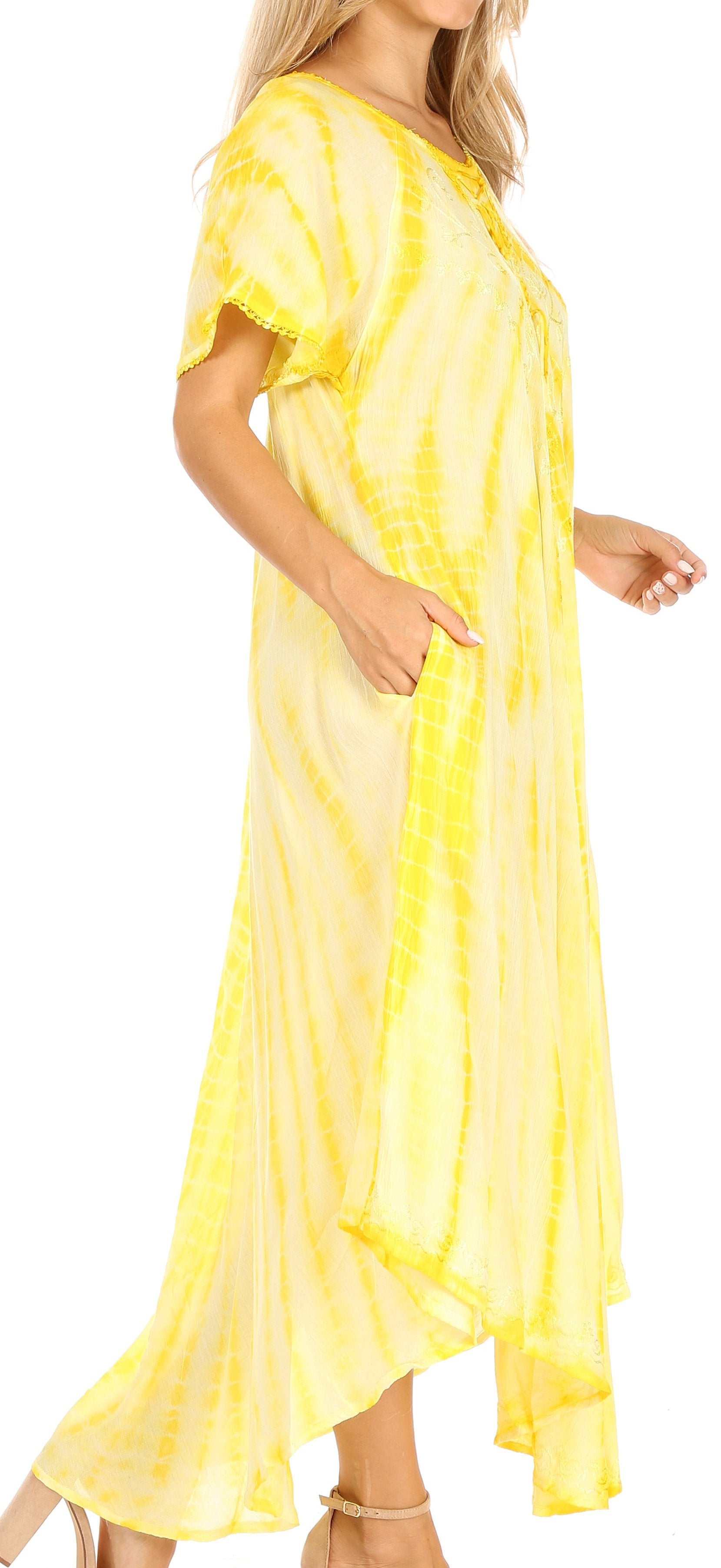 Sakkas Melika Tie Dye Caftan Dress - Concordia Style Boutique