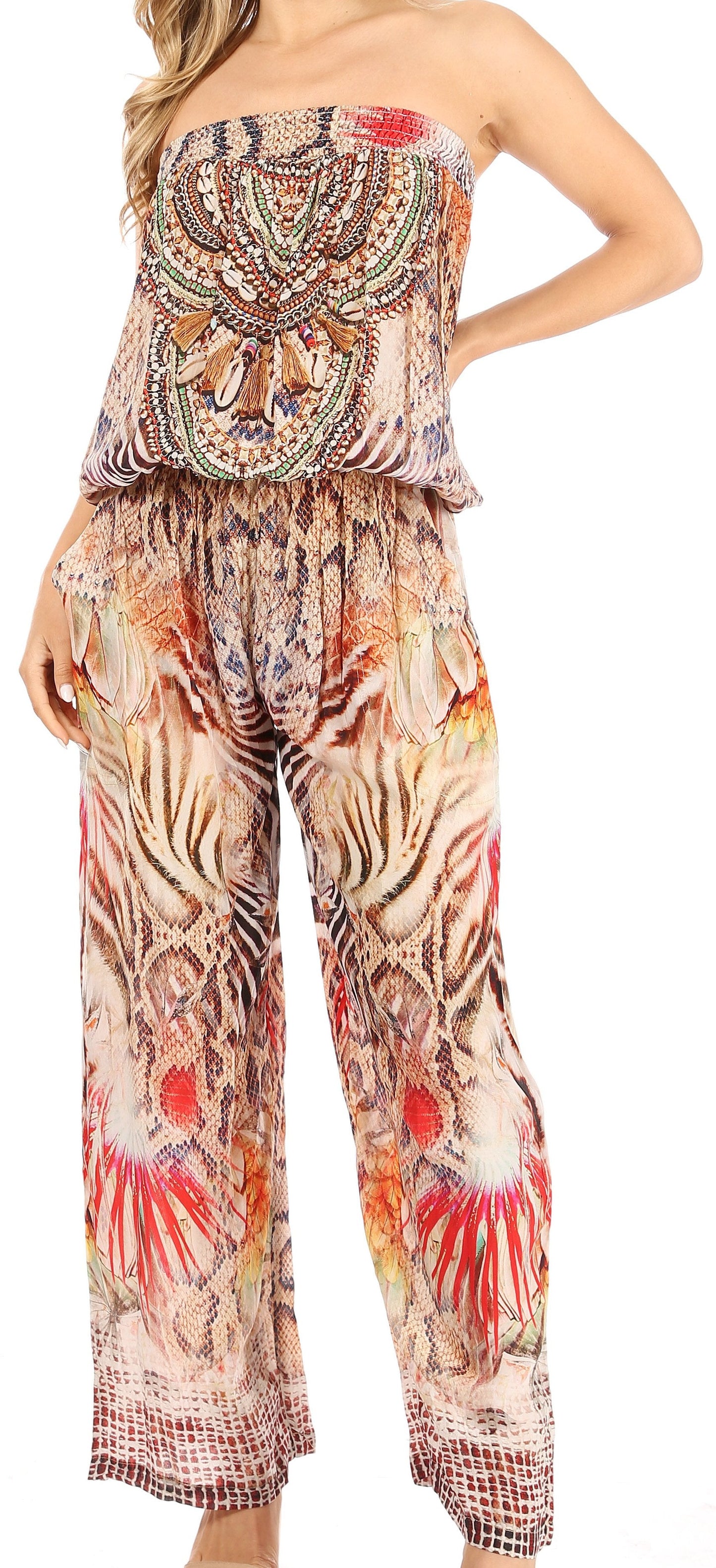 Sakkas Esha Women's Loose Sleeveless Floral Print Boho Casual Summer w/Pockets - Concordia Style Boutique