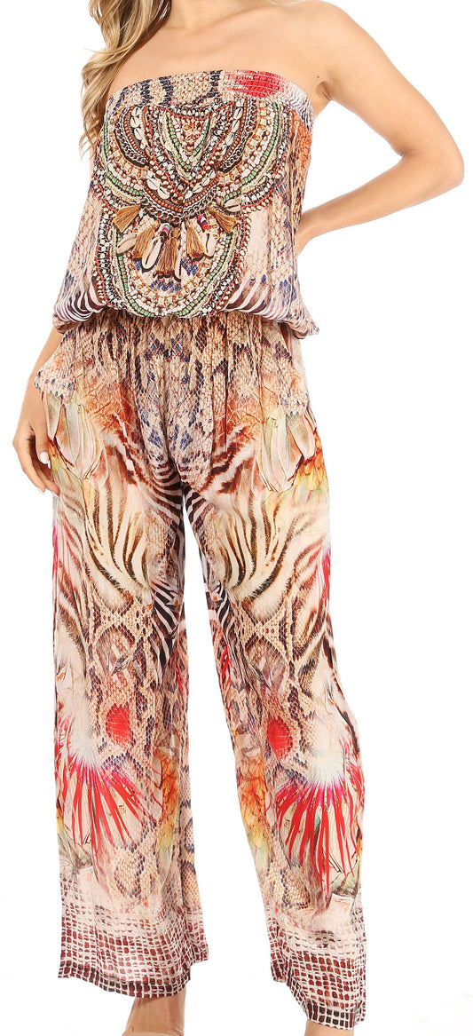 Sakkas Esha Women's Loose Sleeveless Floral Print Boho Casual Summer w/Pockets - Concordia Style Boutique