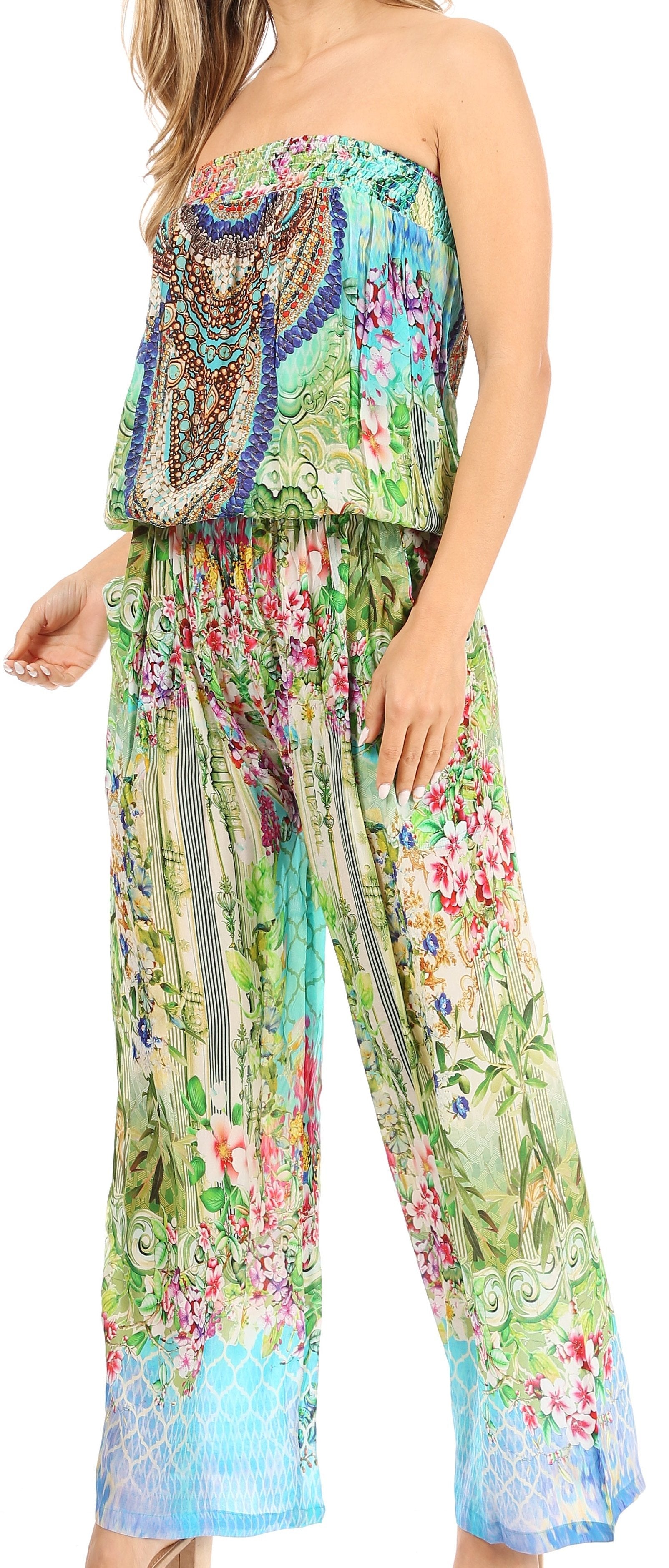 Sakkas Esha Women's Loose Sleeveless Floral Print Boho Casual Summer w/Pockets - Concordia Style Boutique