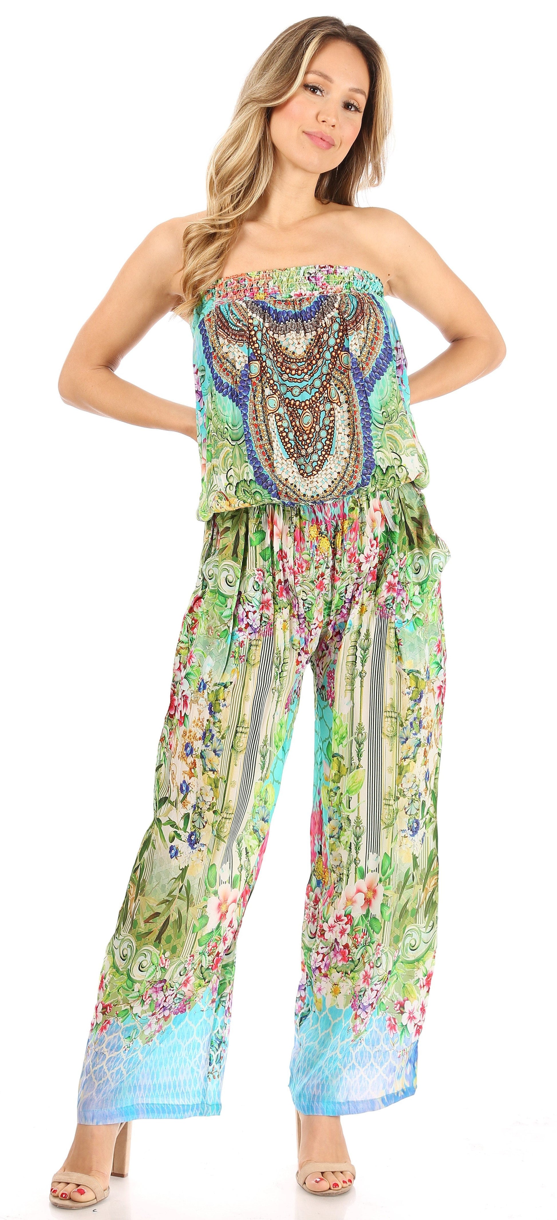 Sakkas Esha Women's Loose Sleeveless Floral Print Boho Casual Summer w/Pockets - Concordia Style Boutique