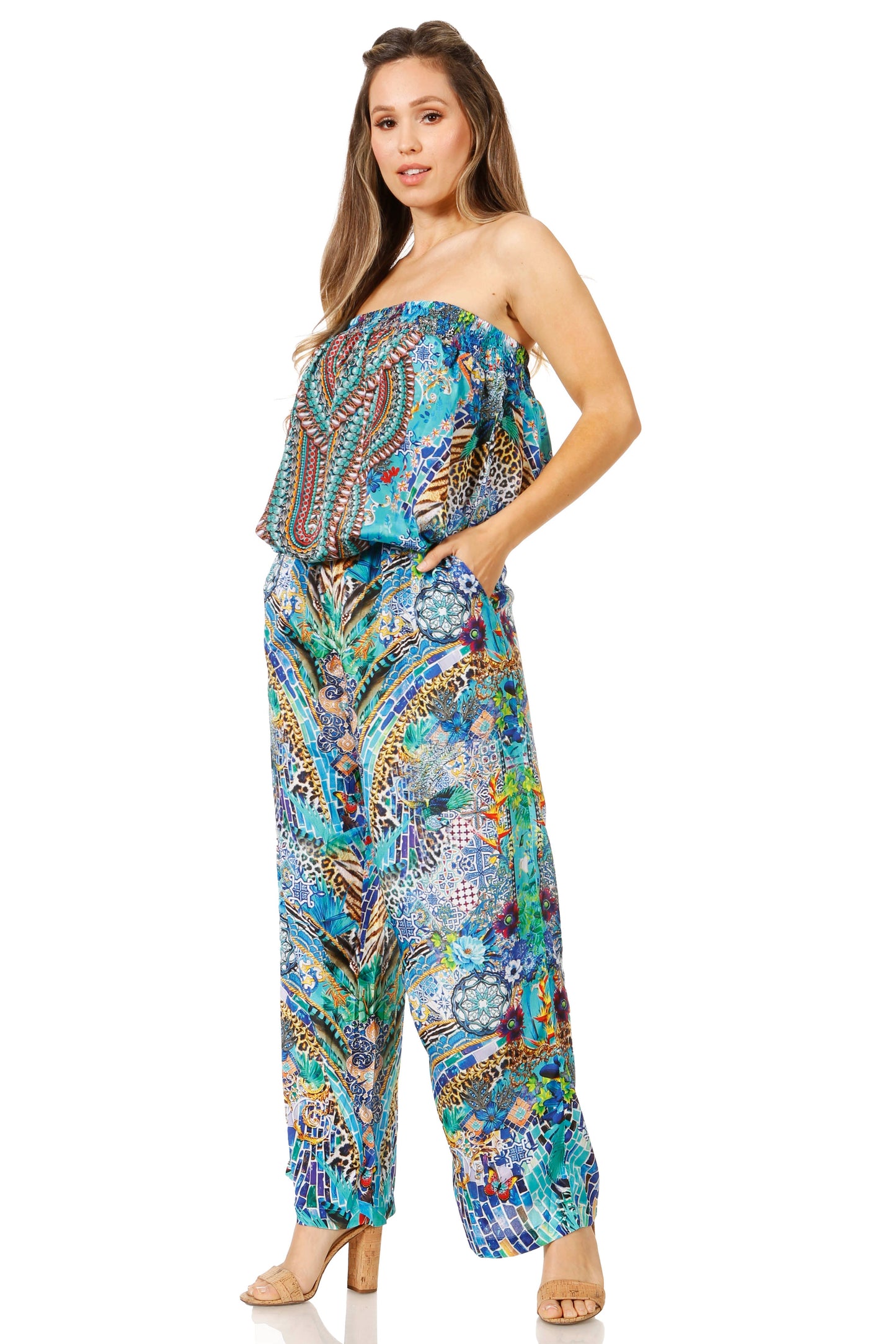 Sakkas Esha Women's Loose Sleeveless Floral Print Boho Casual Summer w/Pockets - Concordia Style Boutique