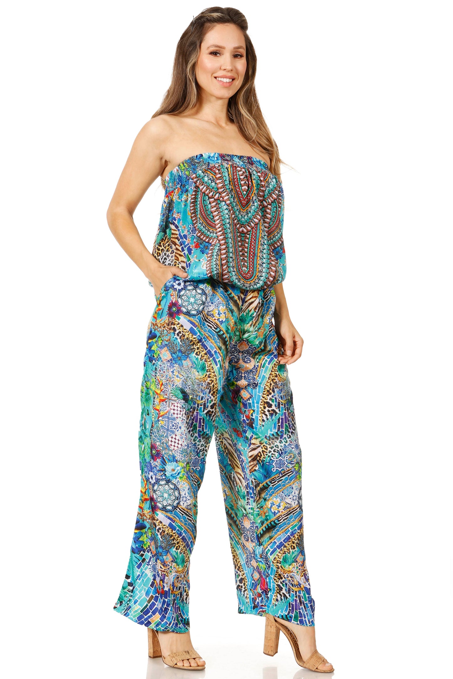 Sakkas Esha Women's Loose Sleeveless Floral Print Boho Casual Summer w/Pockets - Concordia Style Boutique