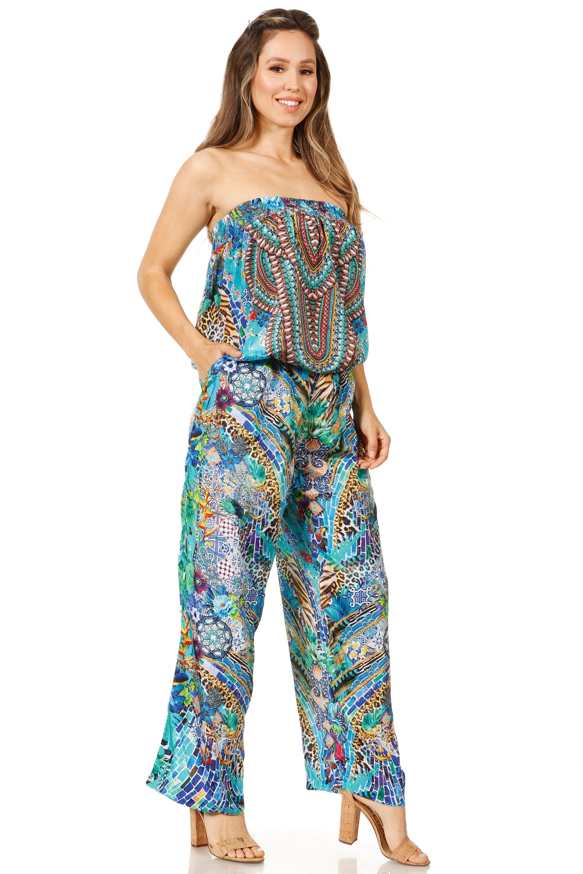 Sakkas Esha Women's Loose Sleeveless Floral Print Boho Casual Summer w/Pockets - Concordia Style Boutique