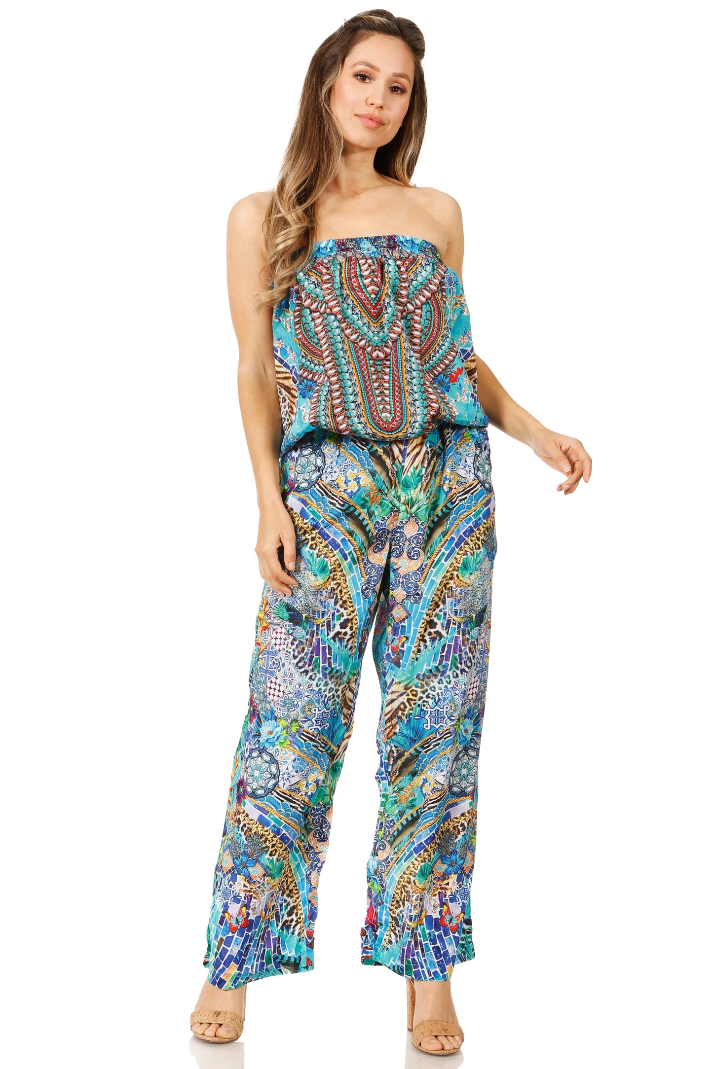 Sakkas Esha Women's Loose Sleeveless Floral Print Boho Casual Summer w/Pockets - Concordia Style Boutique