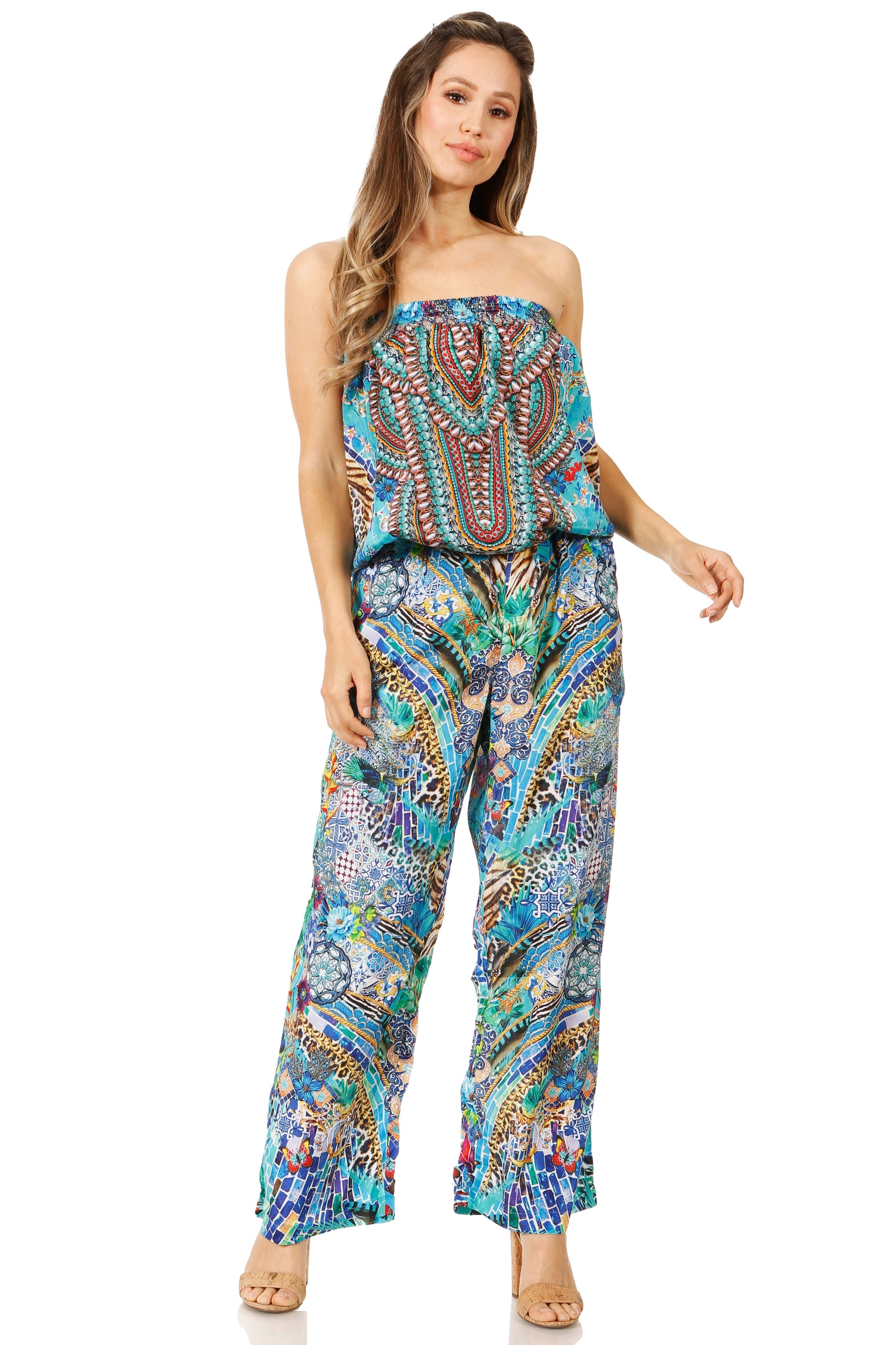 Sakkas Esha Women's Loose Sleeveless Floral Print Boho Casual Summer w/Pockets - Concordia Style Boutique