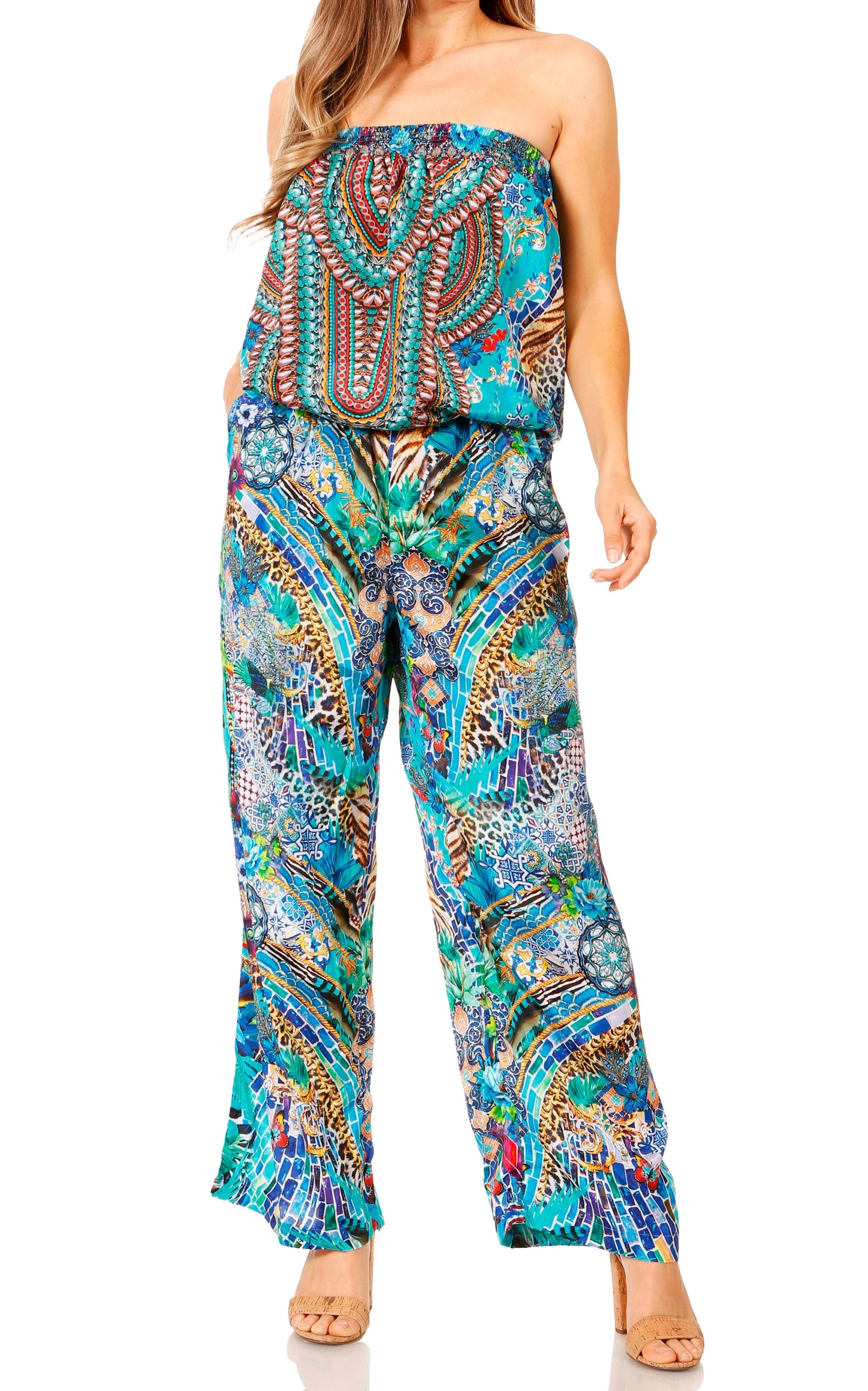 Sakkas Esha Women's Loose Sleeveless Floral Print Boho Casual Summer w/Pockets - Concordia Style Boutique