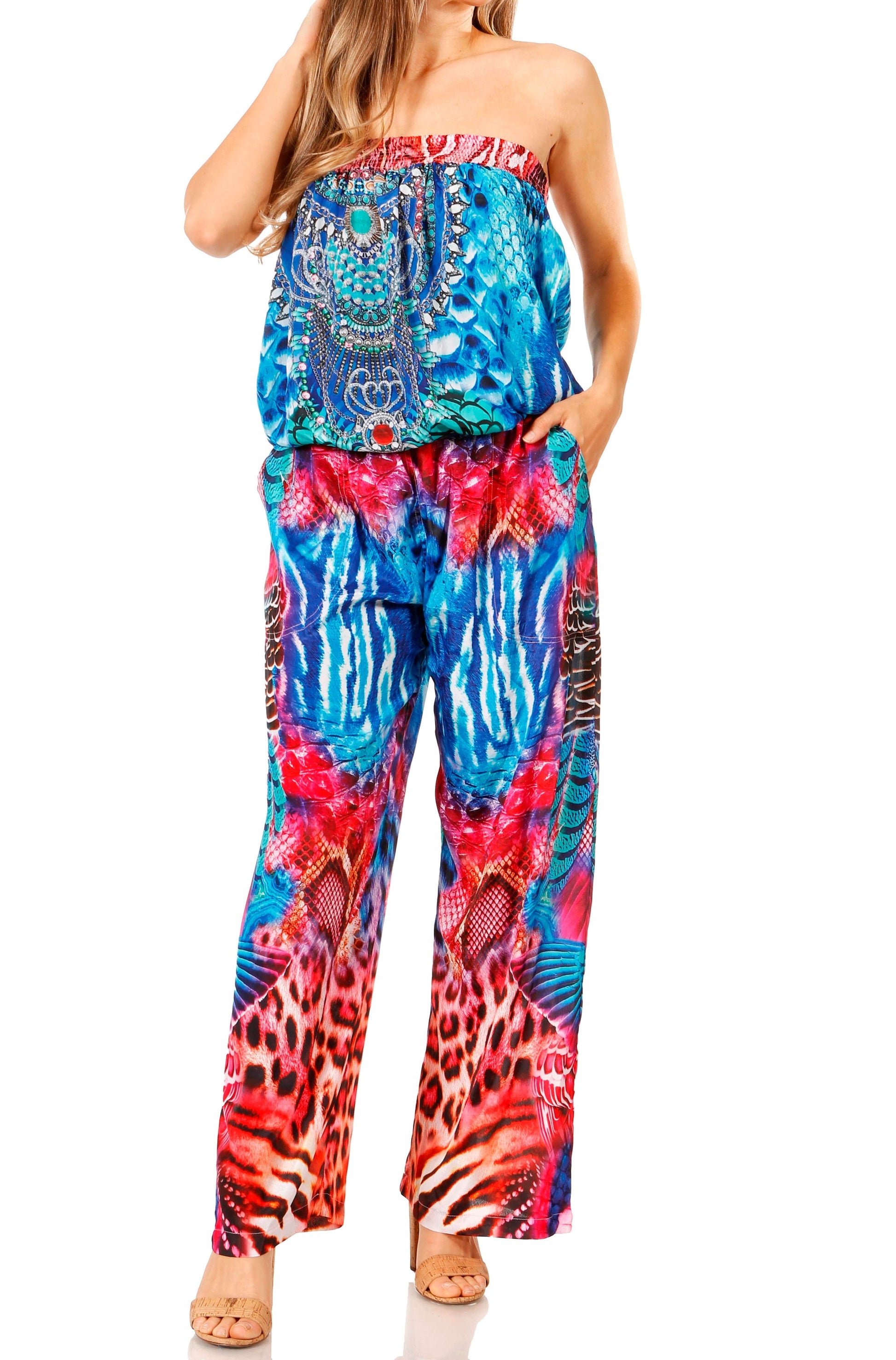 Sakkas Esha Women's Loose Sleeveless Floral Print Boho Casual Summer w/Pockets - Concordia Style Boutique