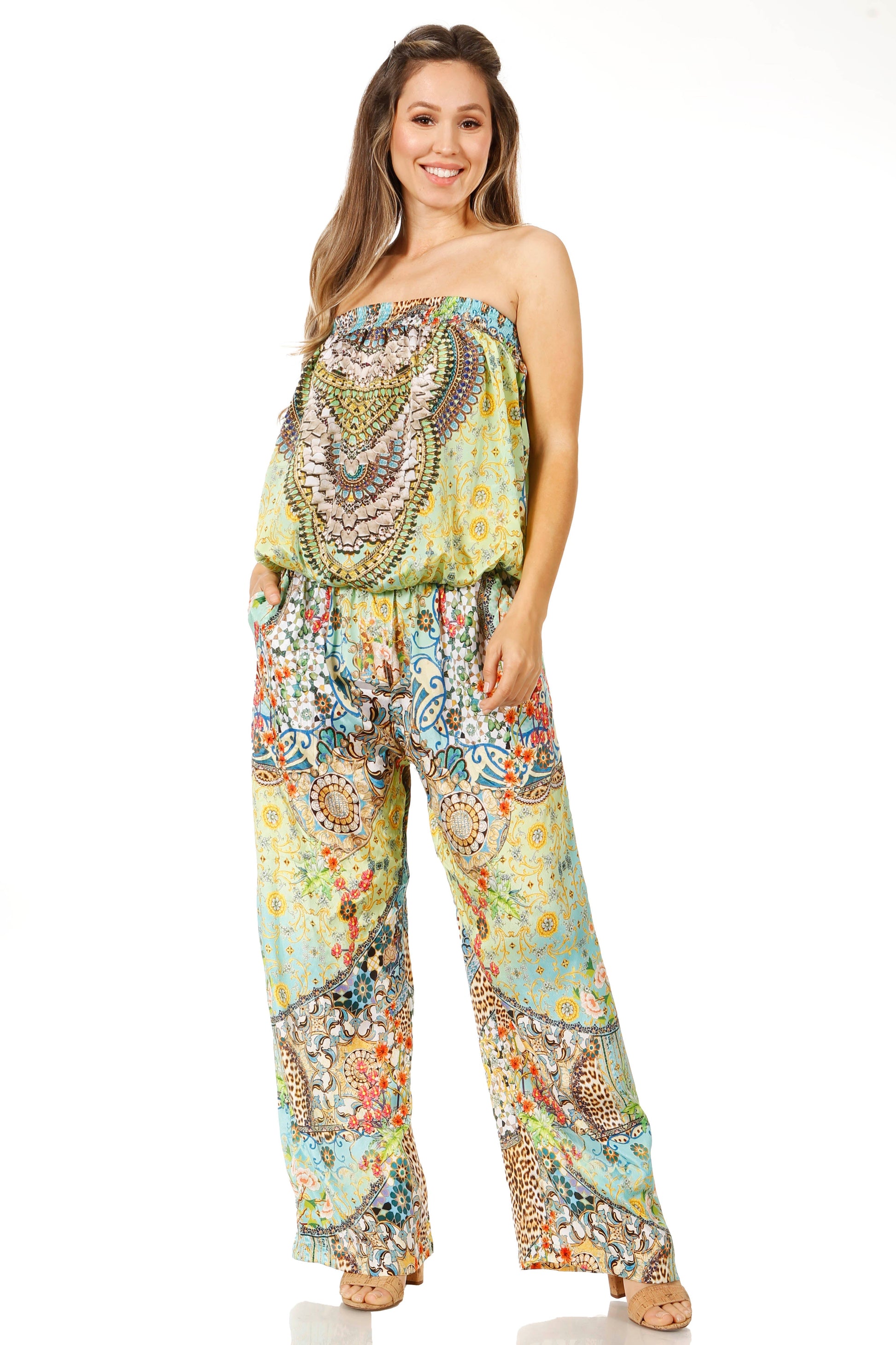 Sakkas Esha Women's Loose Sleeveless Floral Print Boho Casual Summer w/Pockets - Concordia Style Boutique