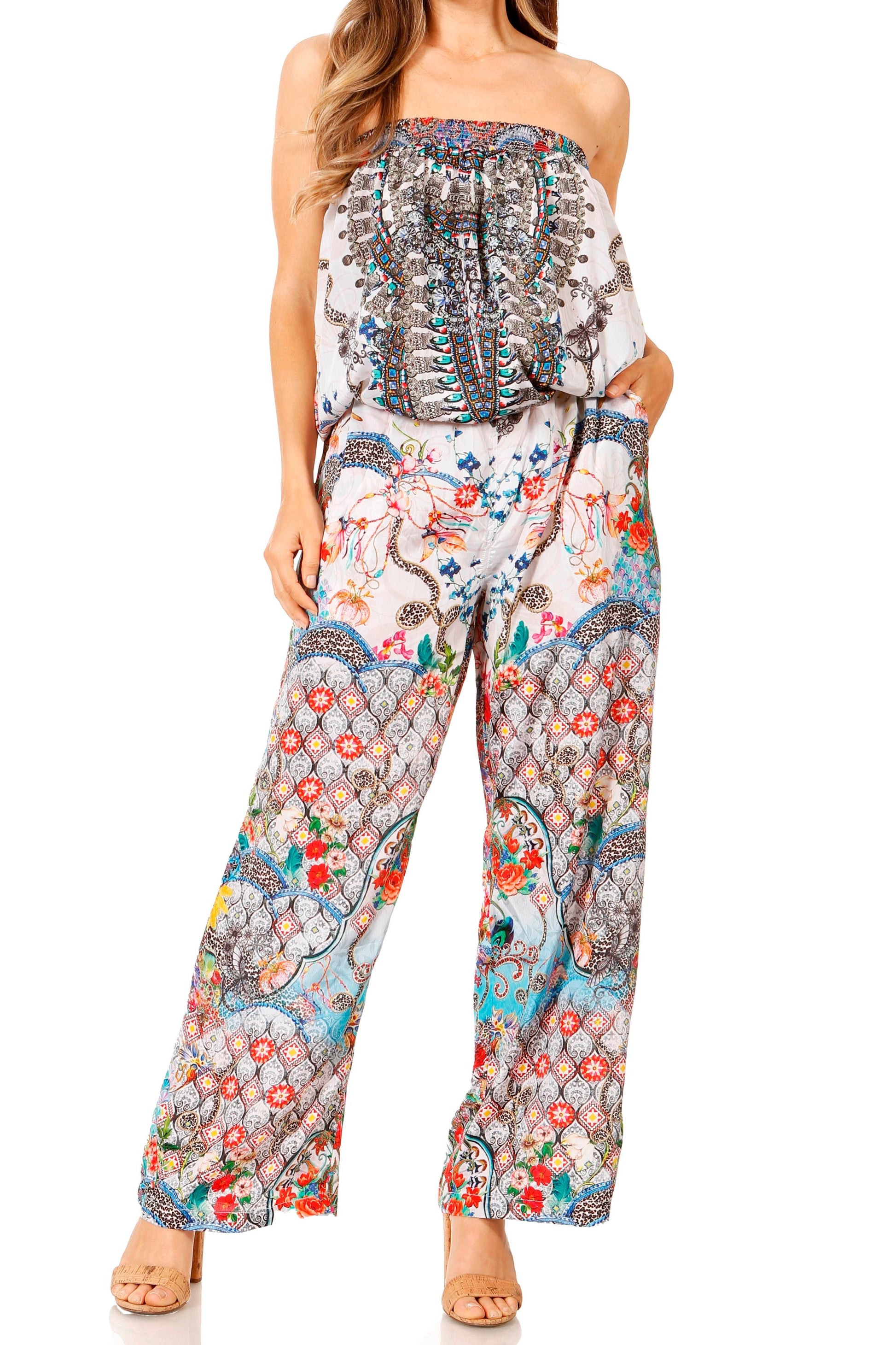 Sakkas Esha Women's Loose Sleeveless Floral Print Boho Casual Summer w/Pockets - Concordia Style Boutique