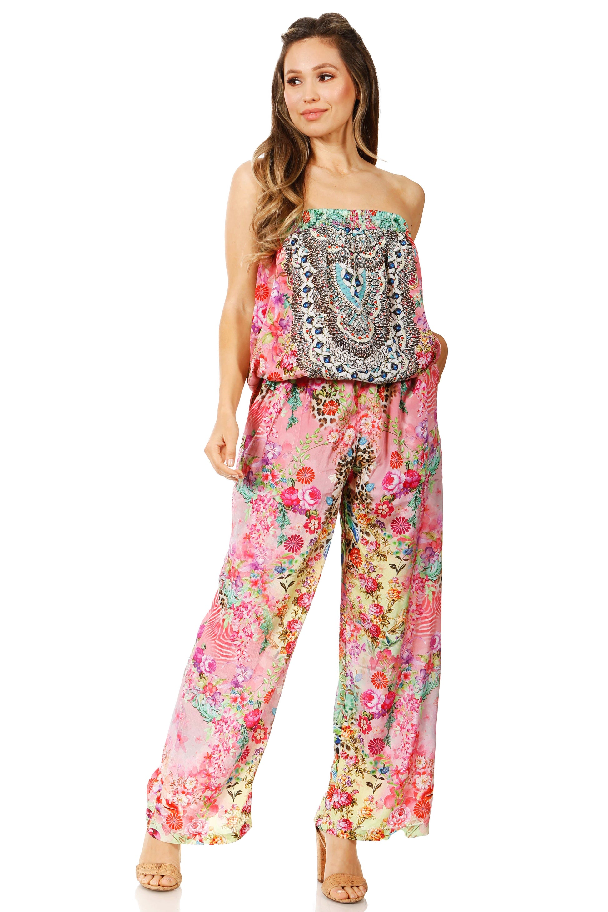 Sakkas Esha Women's Loose Sleeveless Floral Print Boho Casual Summer w/Pockets - Concordia Style Boutique