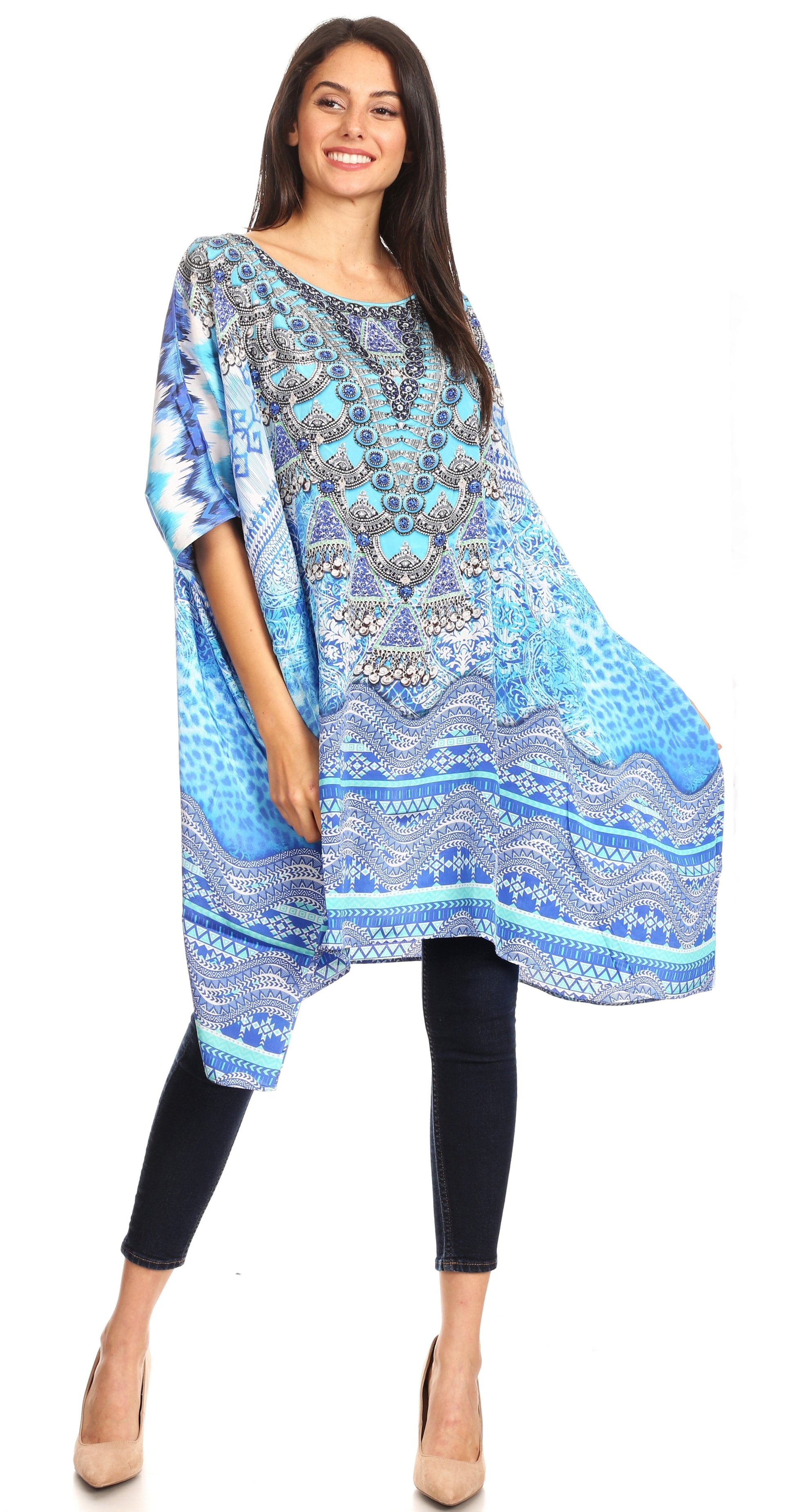 Sakkas Sira Women's Casual Short Sleeve Loose Pullover Mid-Long Oversize Top Tunic - Concordia Style Boutique