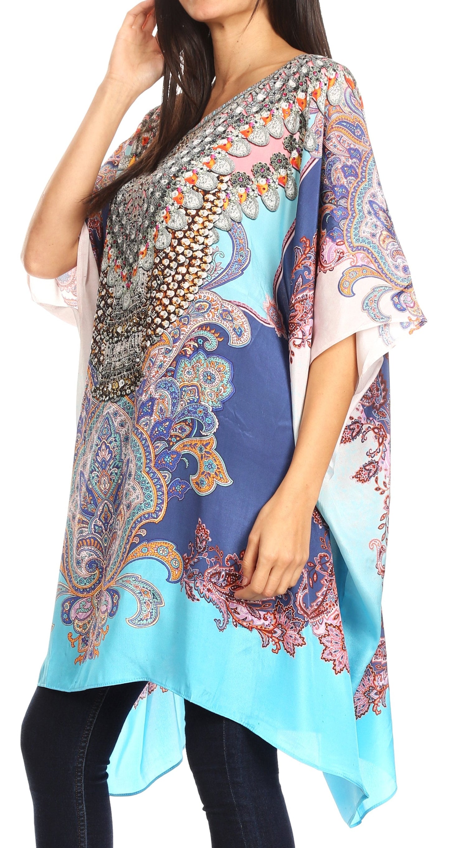Sakkas Sira Women's Casual Short Sleeve Loose Pullover Mid-Long Oversize Top Tunic - Concordia Style Boutique