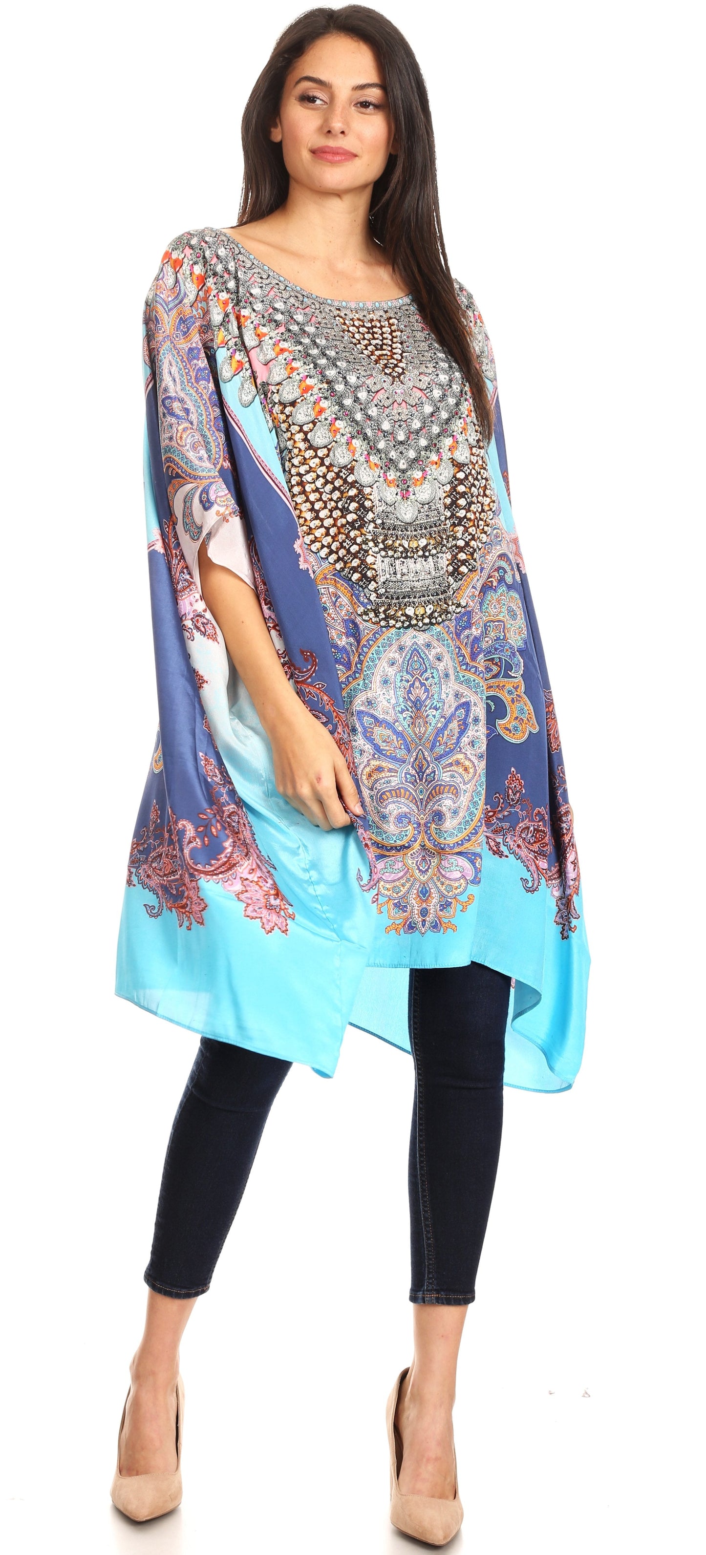 Sakkas Sira Women's Casual Short Sleeve Loose Pullover Mid-Long Oversize Top Tunic - Concordia Style Boutique