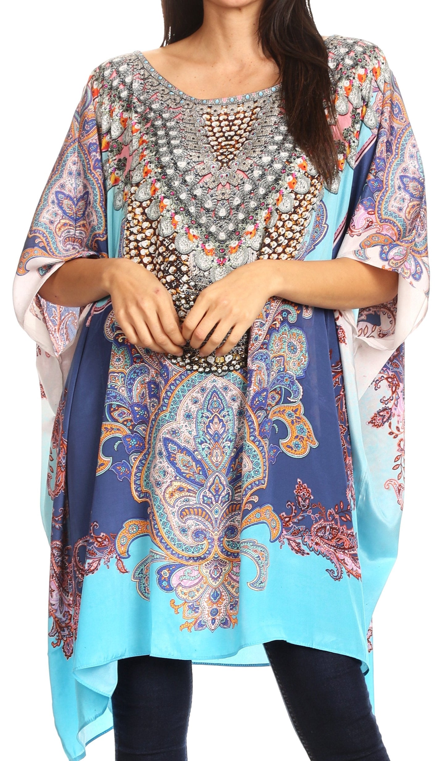 Sakkas Sira Women's Casual Short Sleeve Loose Pullover Mid-Long Oversize Top Tunic - Concordia Style Boutique