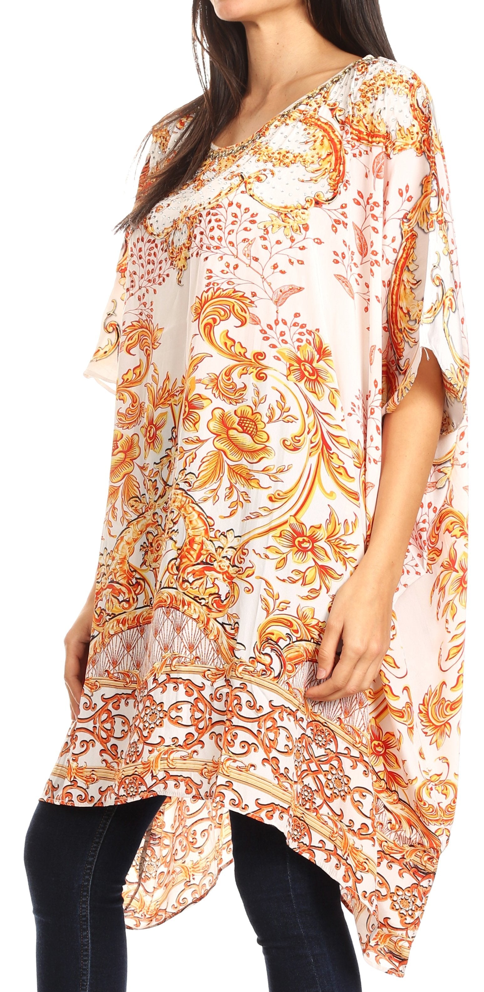 Sakkas Sira Women's Casual Short Sleeve Loose Pullover Mid-Long Oversize Top Tunic - Concordia Style Boutique