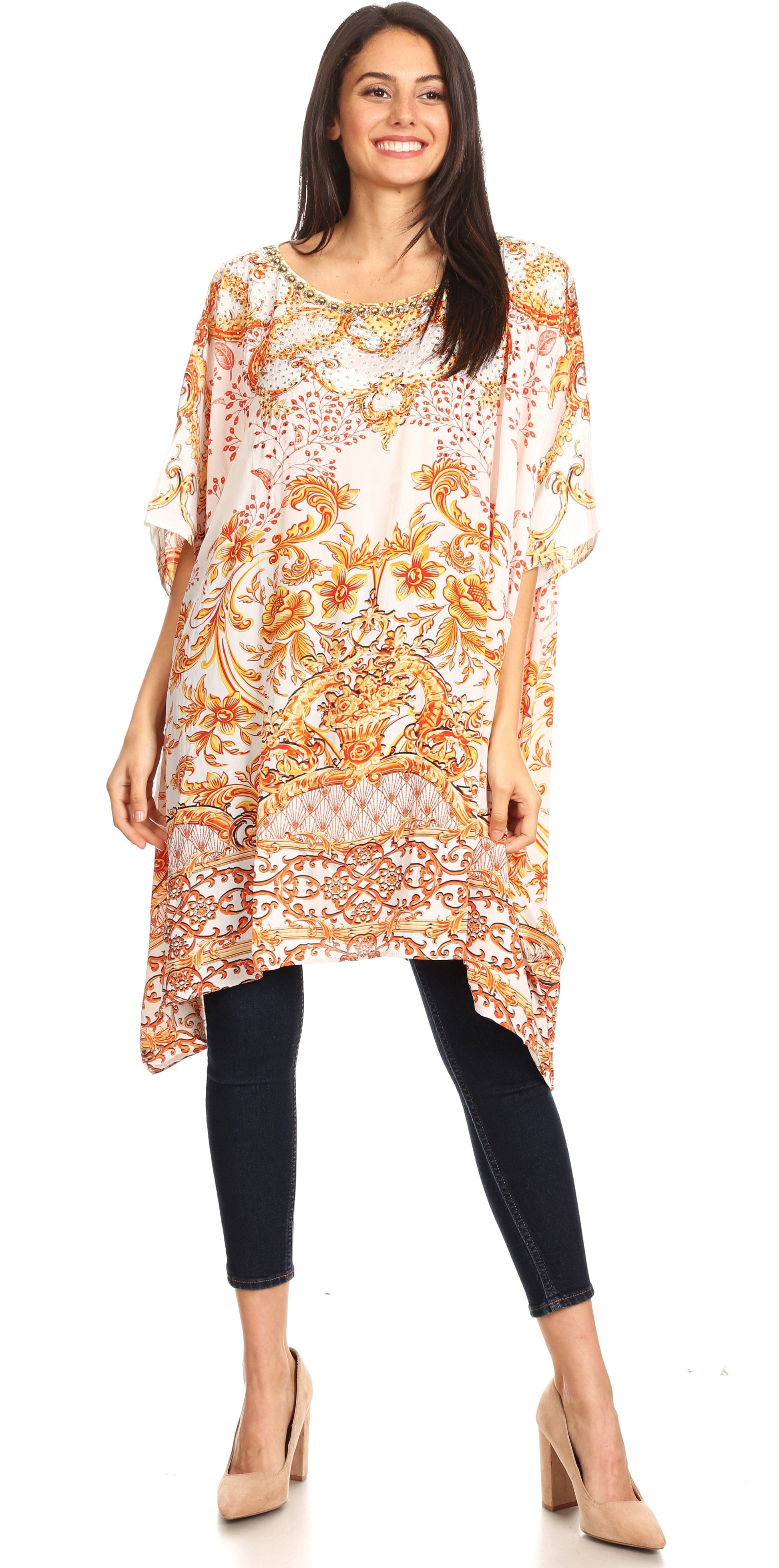Sakkas Sira Women's Casual Short Sleeve Loose Pullover Mid-Long Oversize Top Tunic - Concordia Style Boutique
