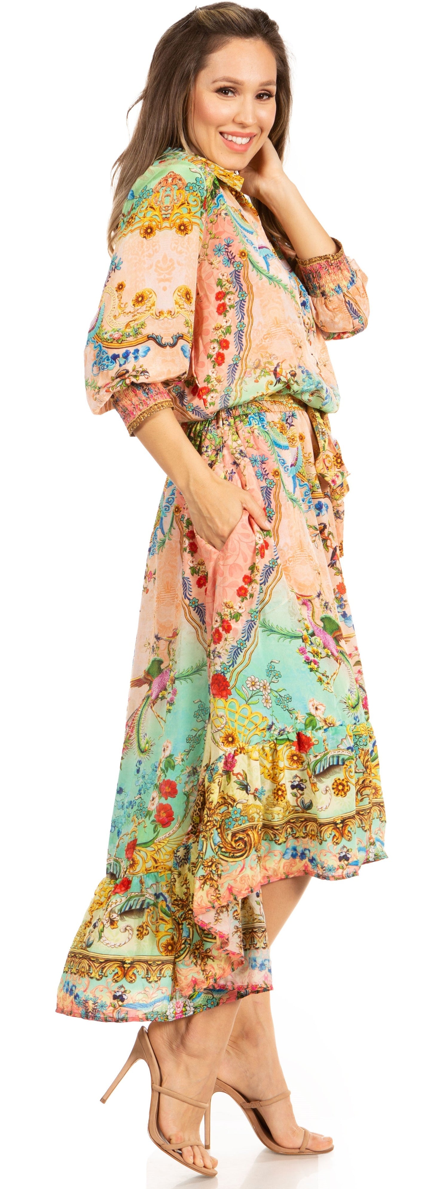 Sakkas Andreas Women's Maxi Dress with Ruffles and Buttons - Concordia Style Boutique
