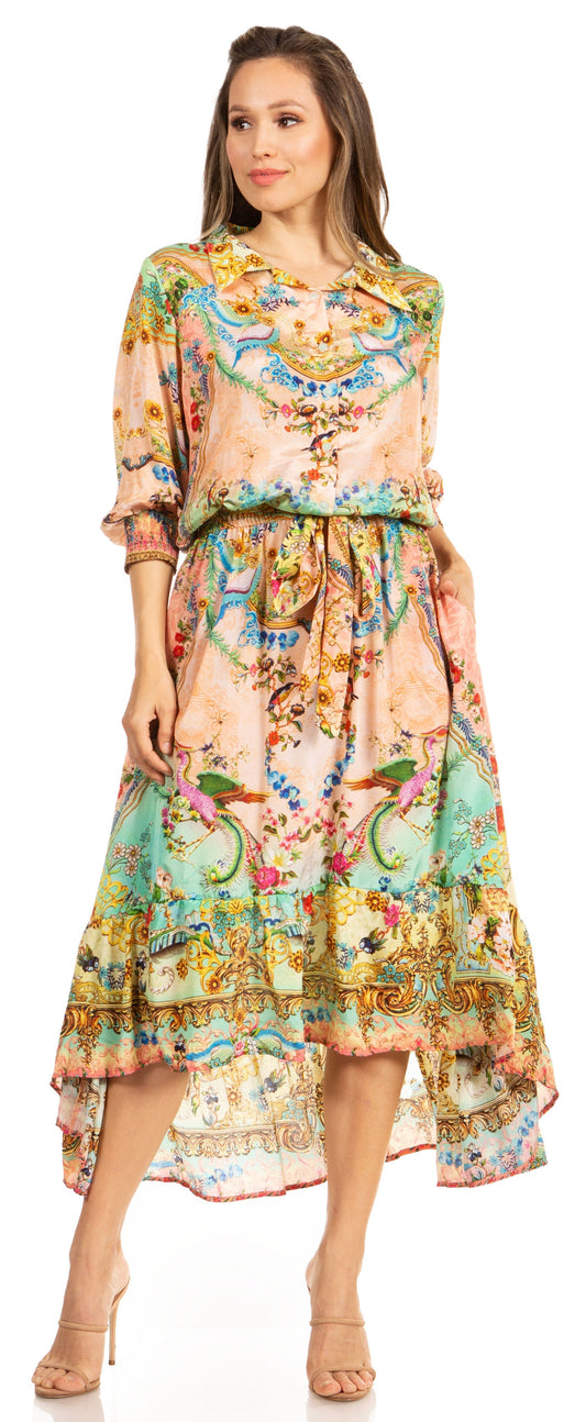 Sakkas Andreas Women's Maxi Dress with Ruffles and Buttons - Concordia Style Boutique