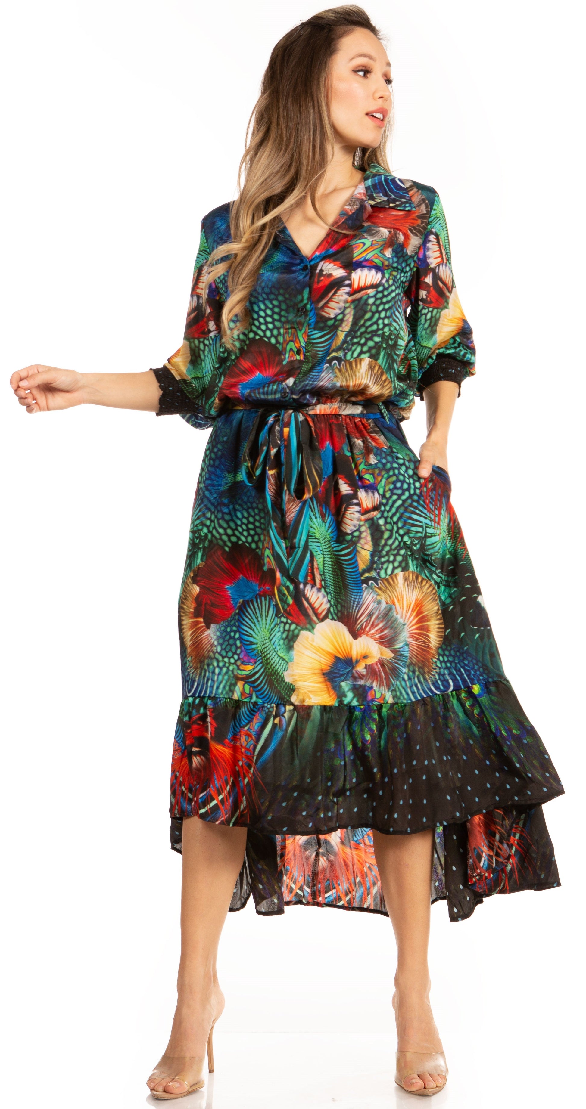Sakkas Andreas Women's Maxi Dress with Ruffles and Buttons - Concordia Style Boutique