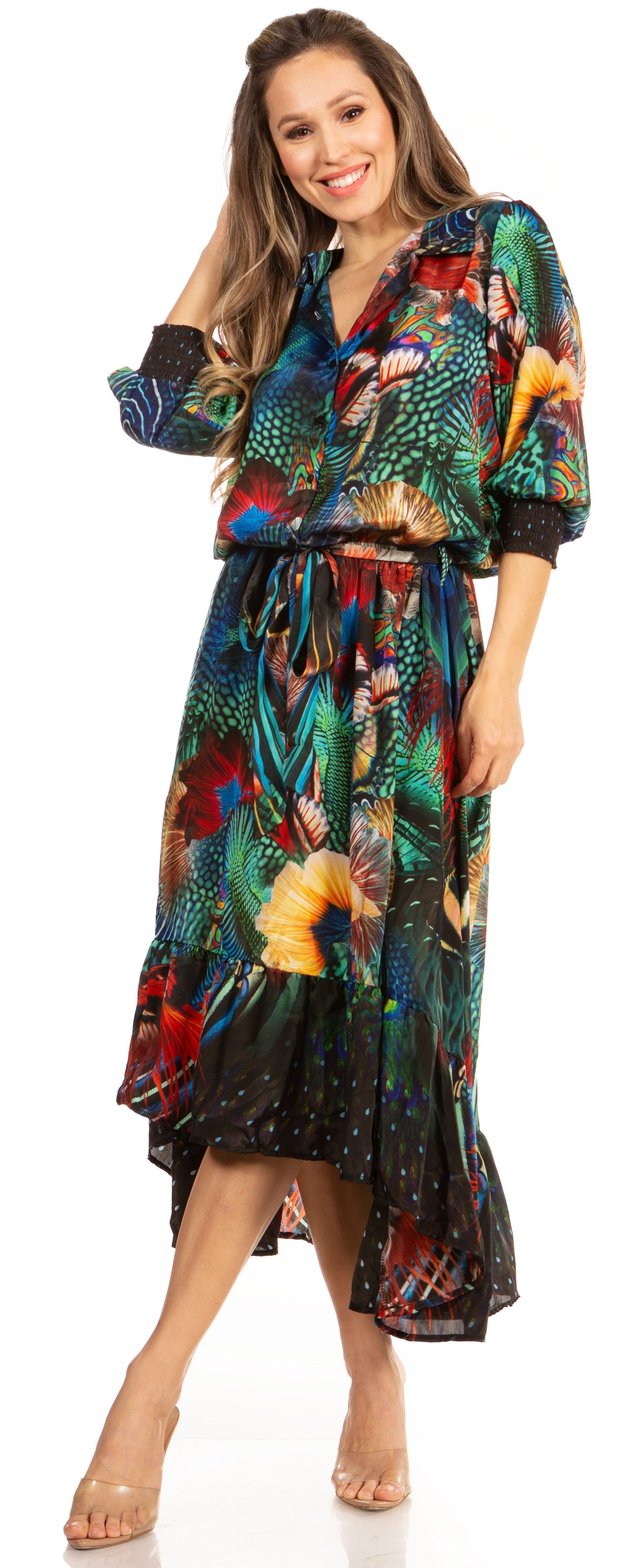 Sakkas Andreas Women's Maxi Dress with Ruffles and Buttons - Concordia Style Boutique