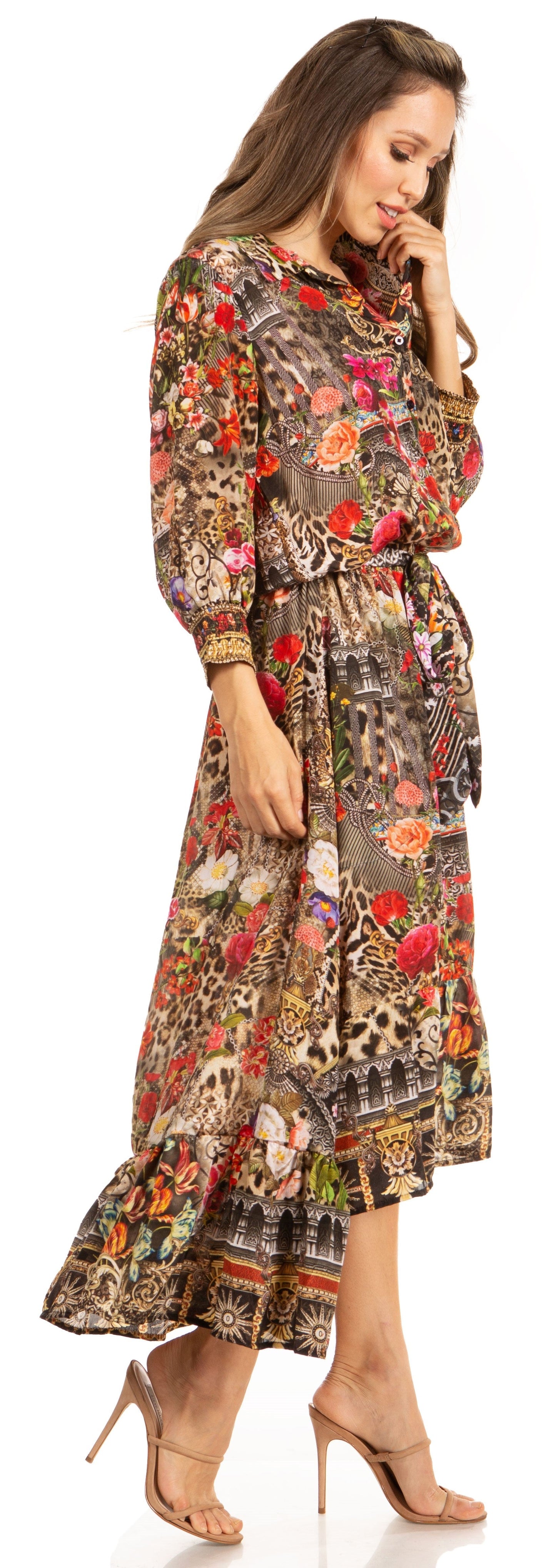 Sakkas Andreas Women's Maxi Dress with Ruffles and Buttons - Concordia Style Boutique
