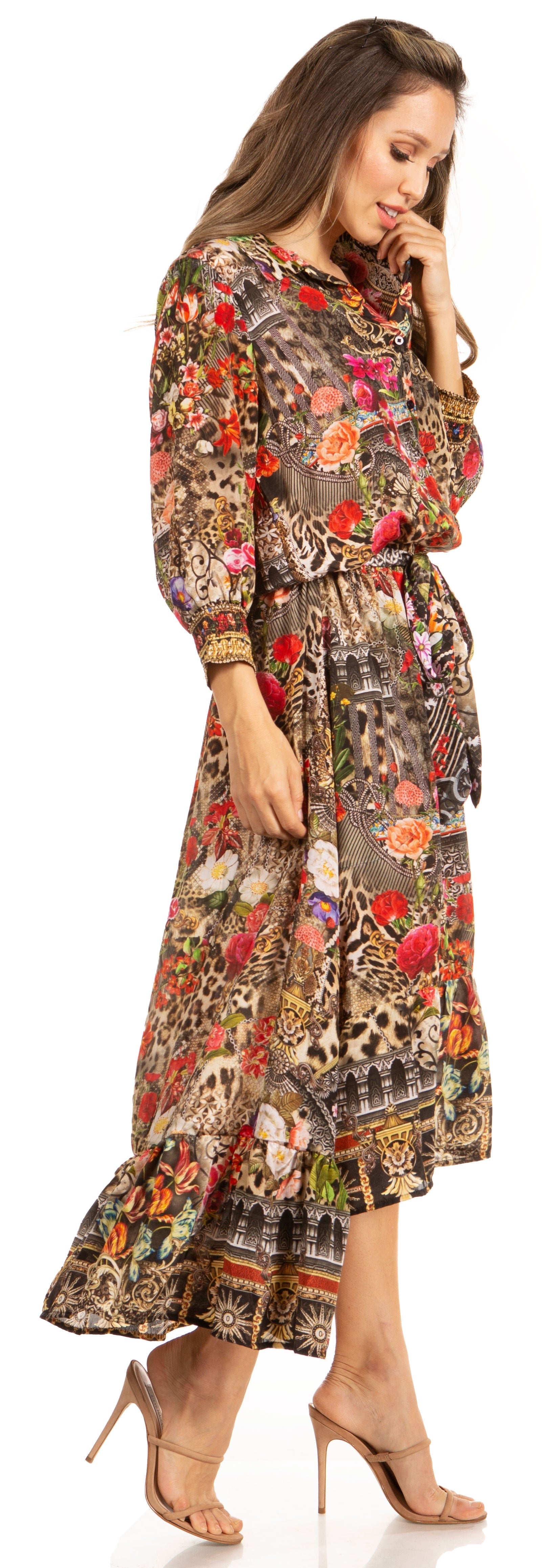 Sakkas Andreas Women's Maxi Dress with Ruffles and Buttons - Concordia Style Boutique