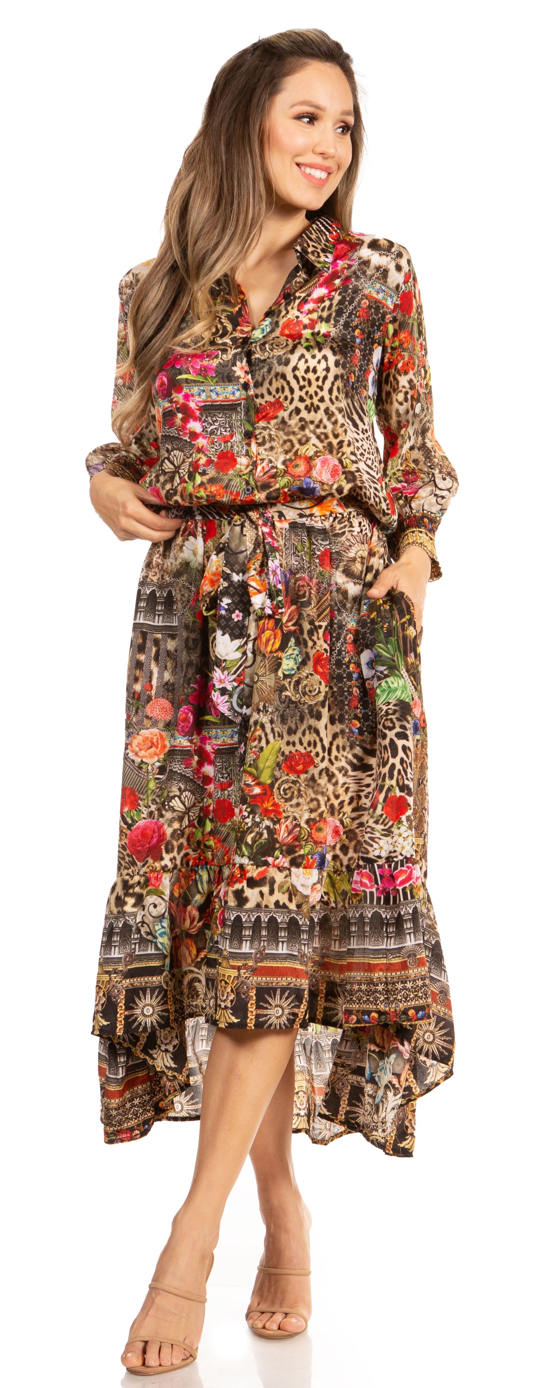 Sakkas Andreas Women's Maxi Dress with Ruffles and Buttons - Concordia Style Boutique
