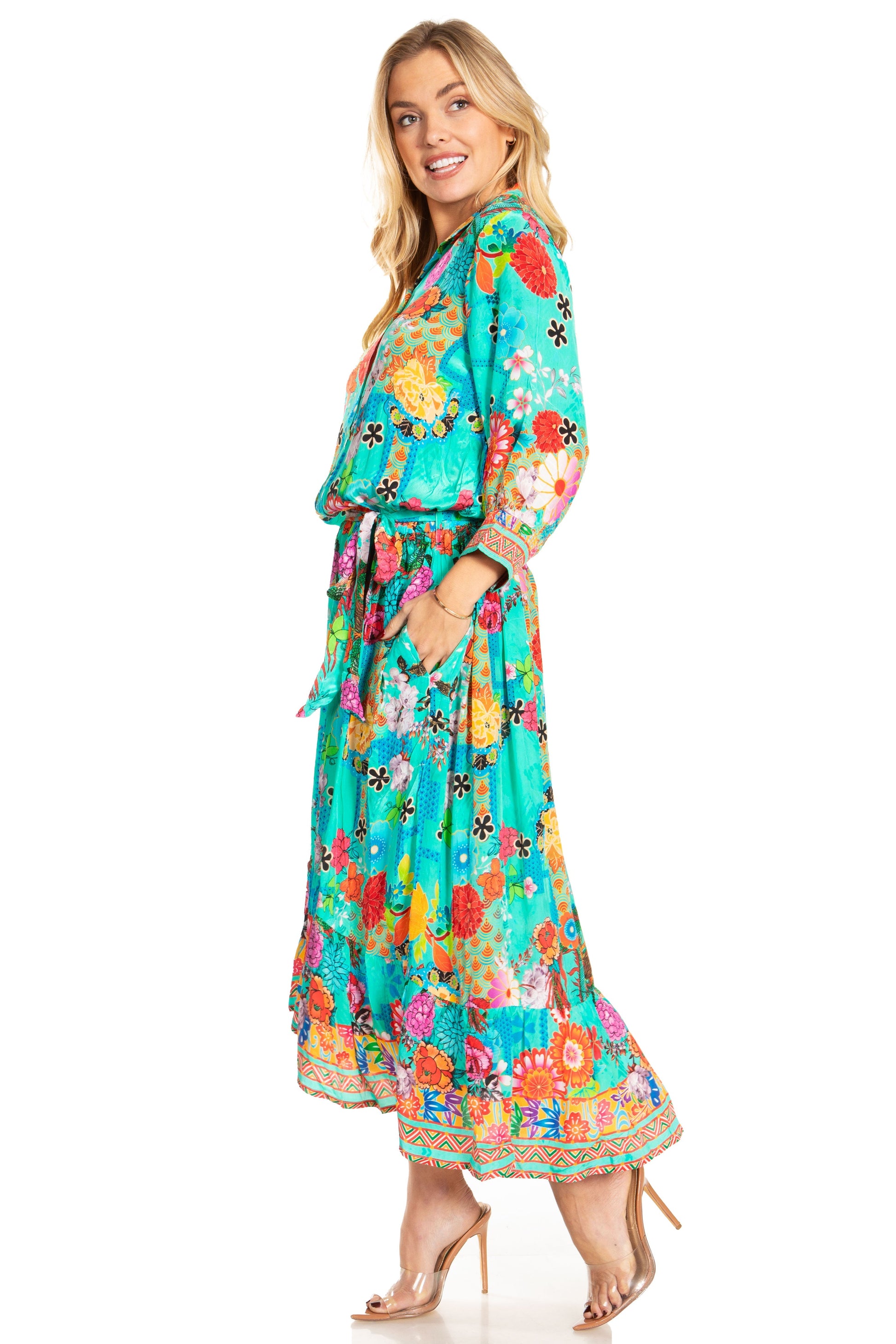 Sakkas Andreas Women's Maxi Dress with Ruffles and Buttons - Concordia Style Boutique
