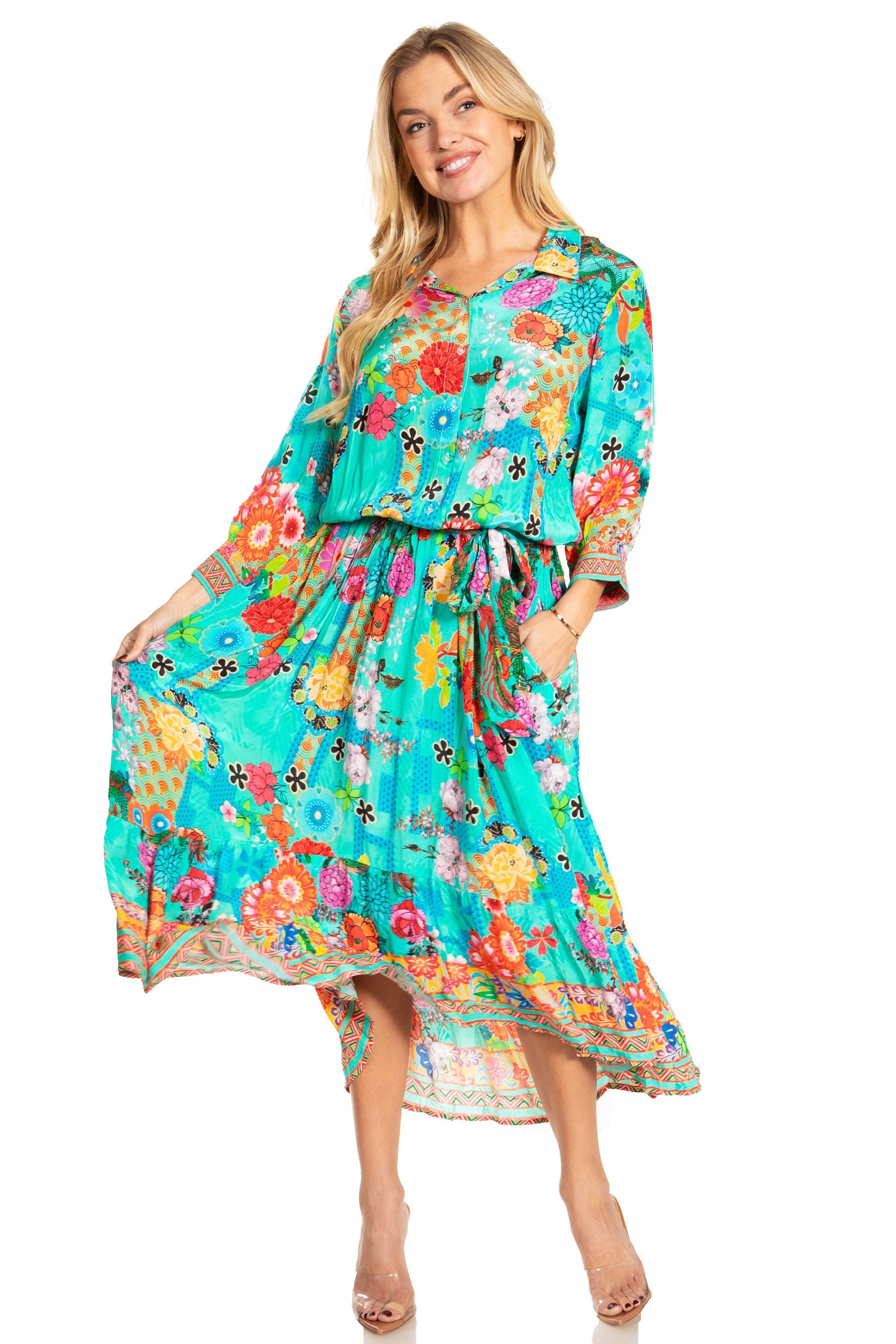 Sakkas Andreas Women's Maxi Dress with Ruffles and Buttons - Concordia Style Boutique