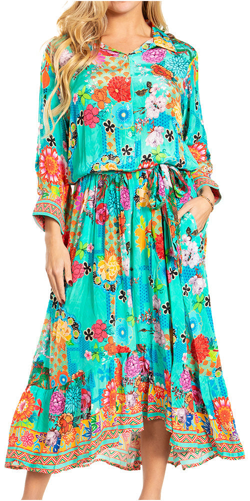 Sakkas Andreas Women's Maxi Dress with Ruffles and Buttons - Concordia Style Boutique