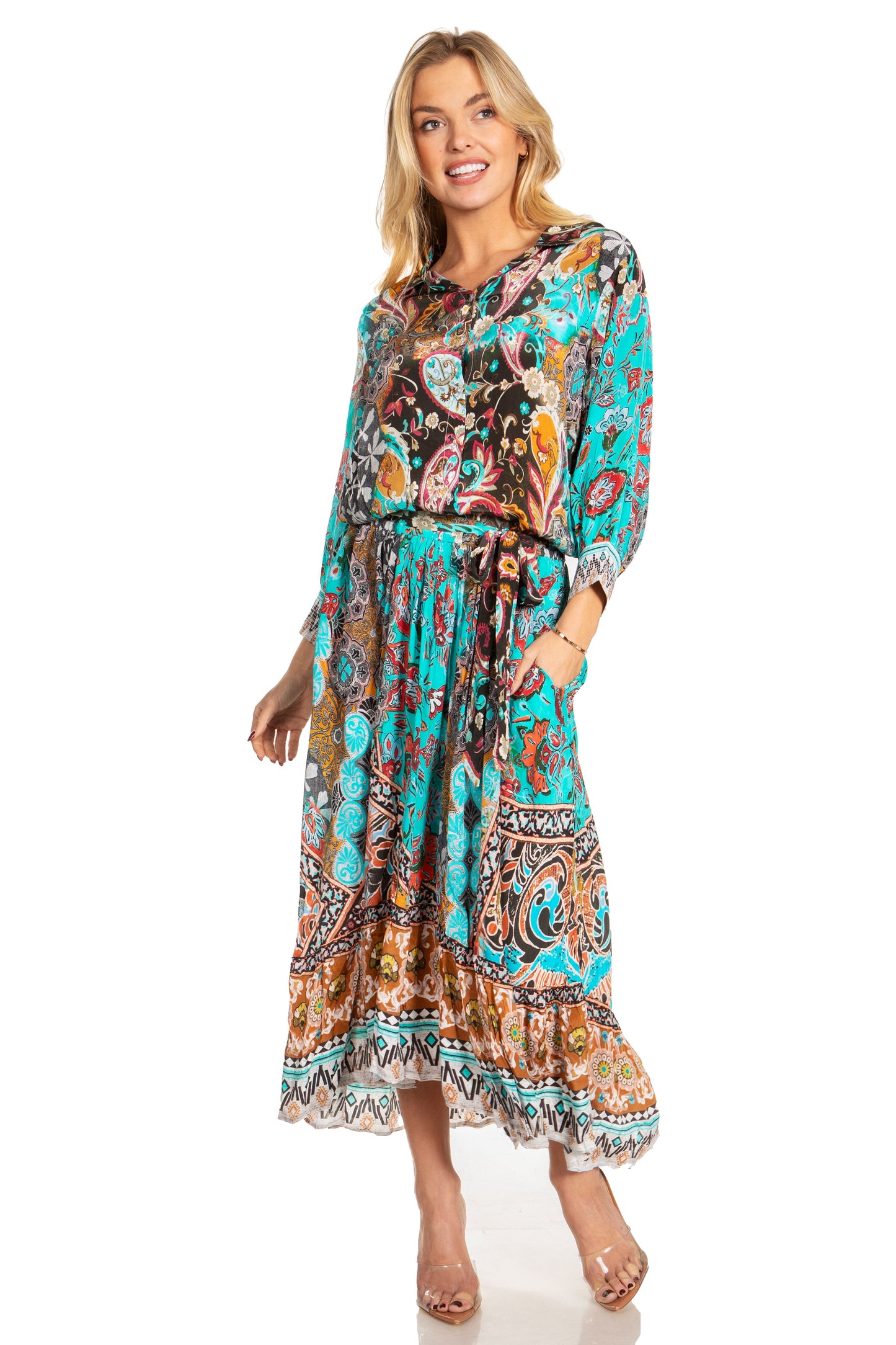 Sakkas Andreas Women's Maxi Dress with Ruffles and Buttons - Concordia Style Boutique