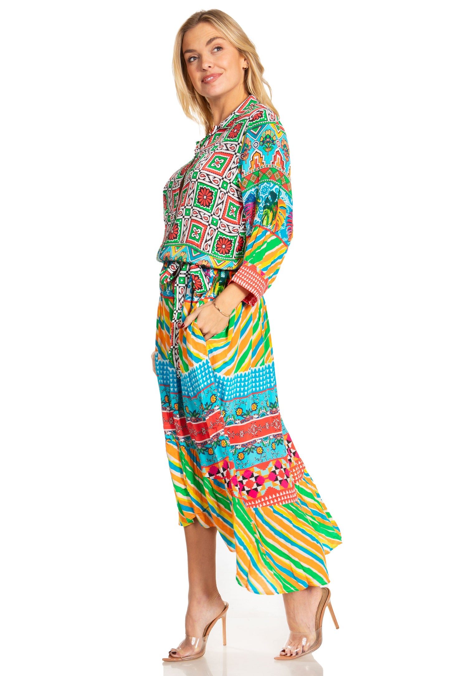 Sakkas Andreas Women's Maxi Dress with Ruffles and Buttons - Concordia Style Boutique