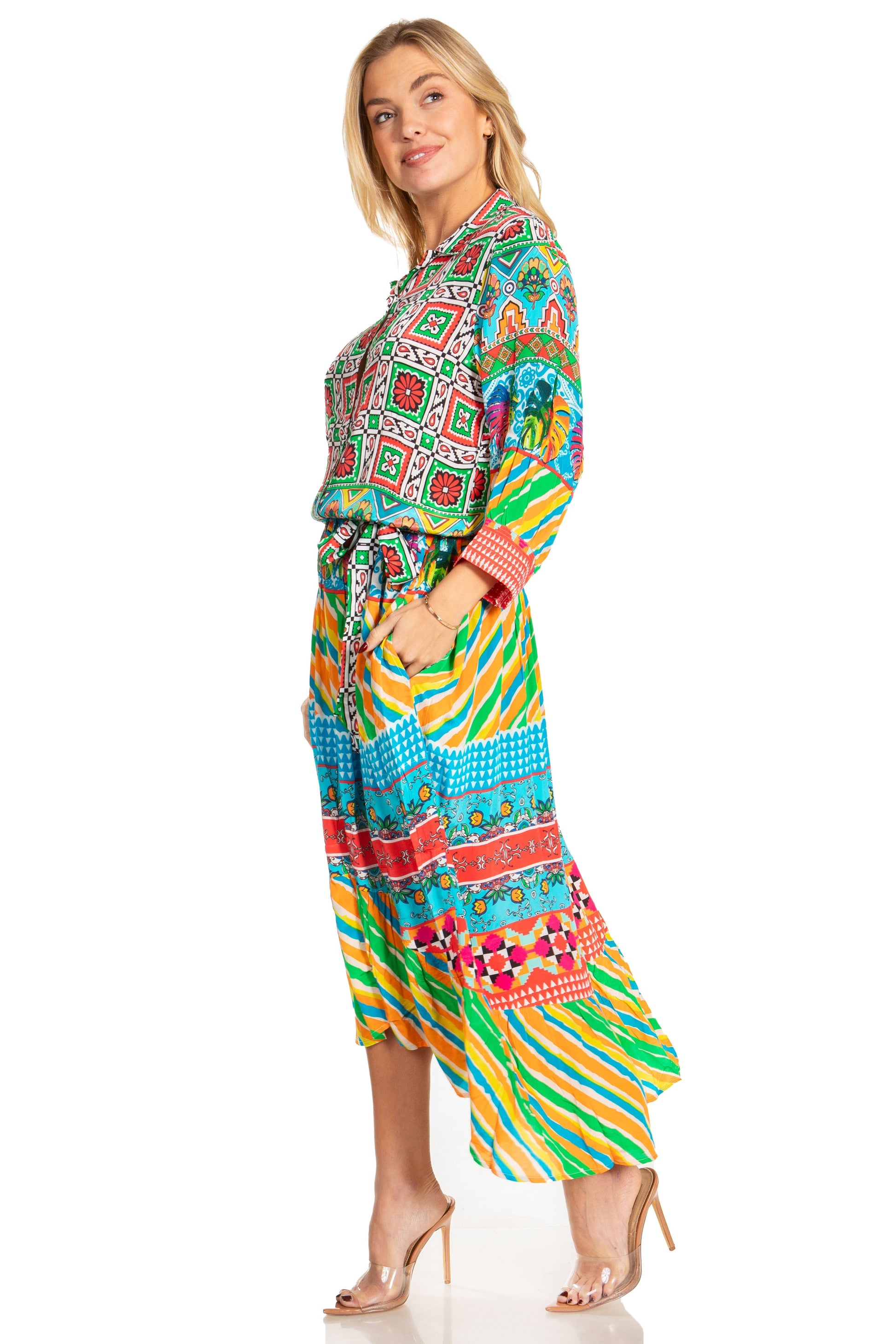 Sakkas Andreas Women's Maxi Dress with Ruffles and Buttons - Concordia Style Boutique