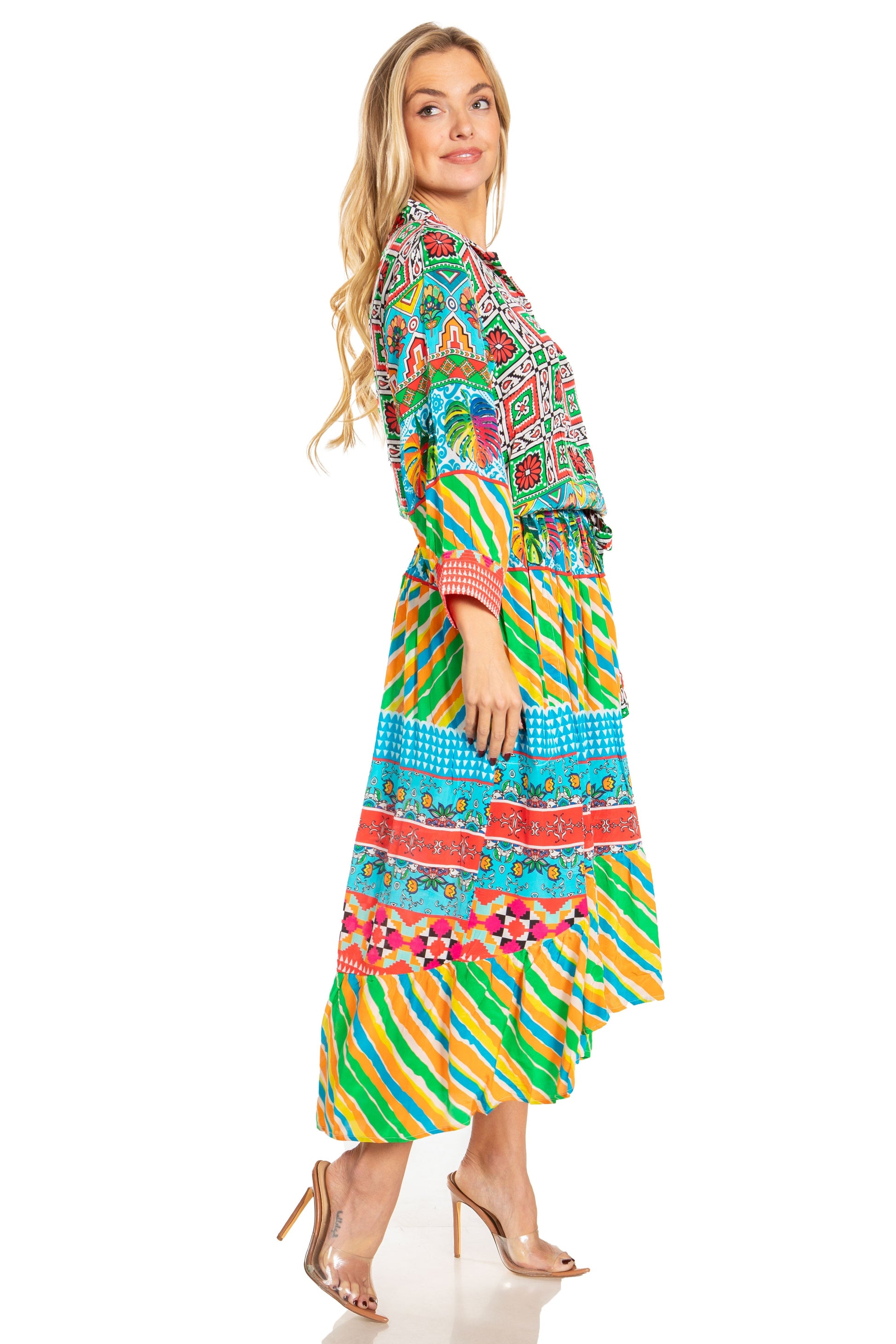 Sakkas Andreas Women's Maxi Dress with Ruffles and Buttons - Concordia Style Boutique