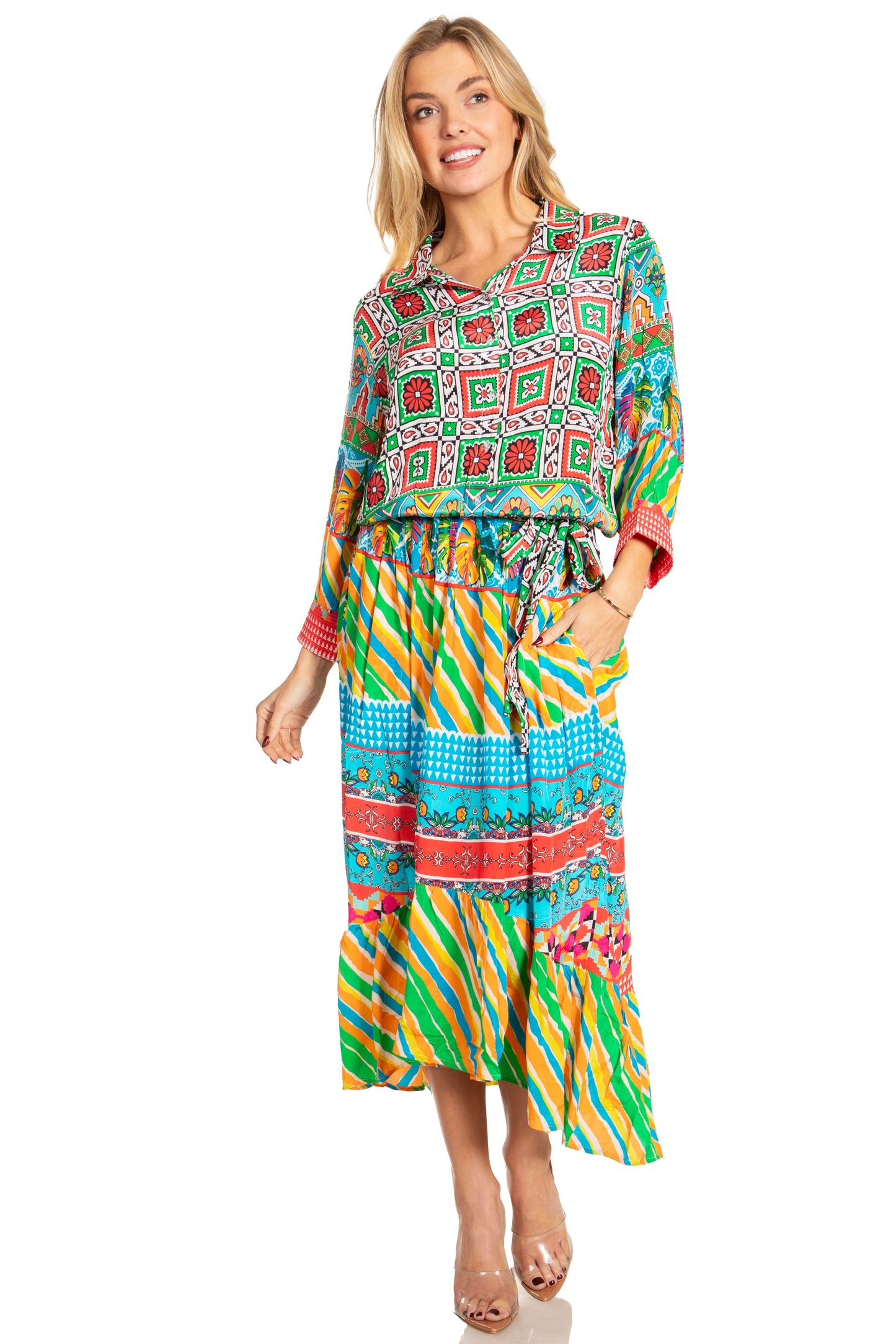 Sakkas Andreas Women's Maxi Dress with Ruffles and Buttons - Concordia Style Boutique