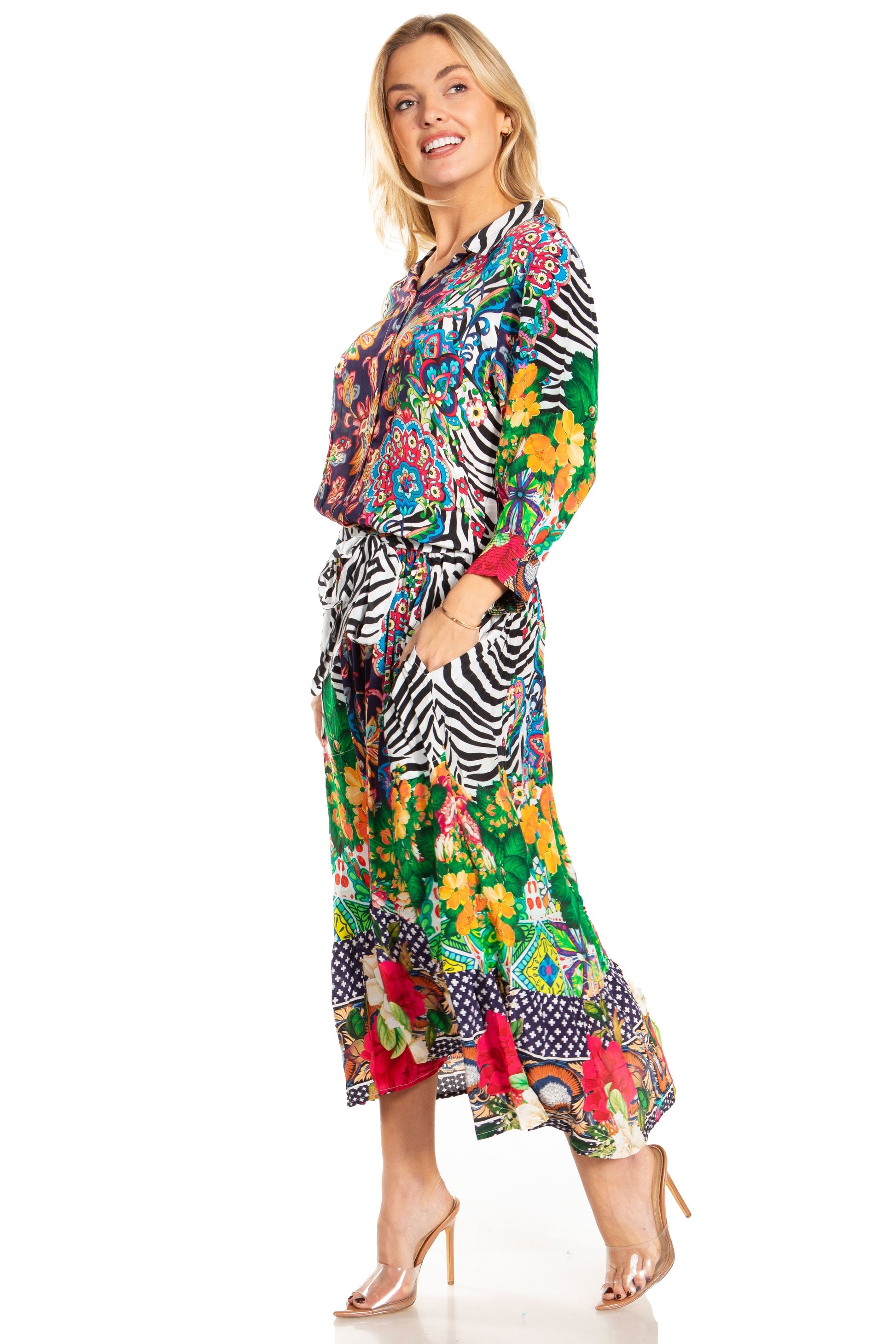 Sakkas Andreas Women's Maxi Dress with Ruffles and Buttons - Concordia Style Boutique