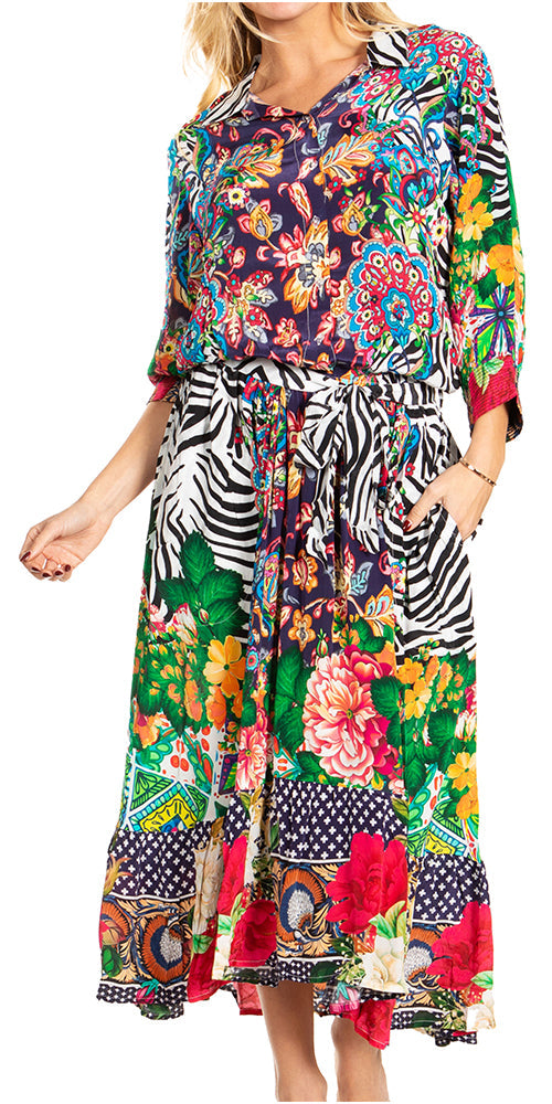 Sakkas Andreas Women's Maxi Dress with Ruffles and Buttons - Concordia Style Boutique
