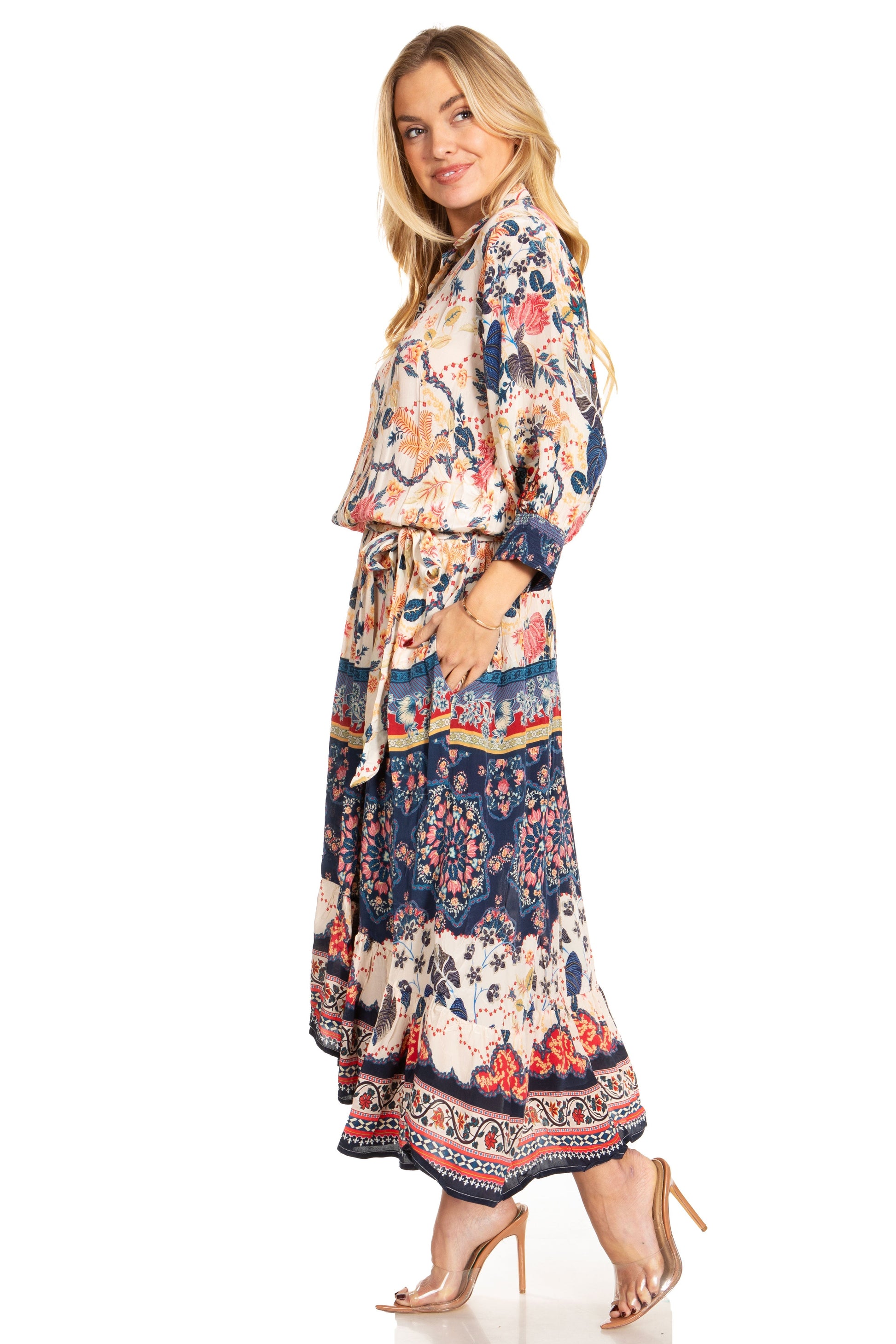 Sakkas Andreas Women's Maxi Dress with Ruffles and Buttons - Concordia Style Boutique