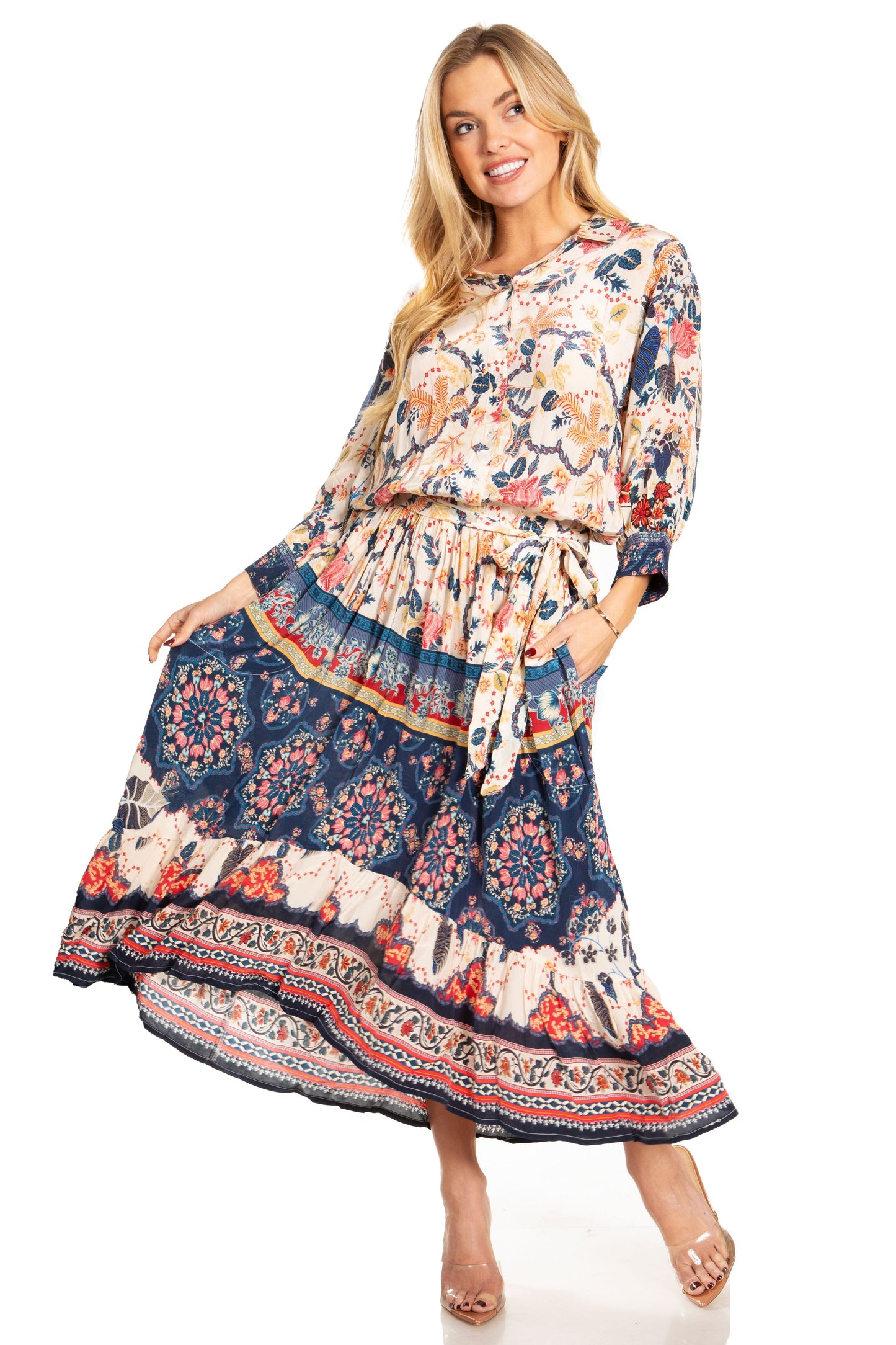 Sakkas Andreas Women's Maxi Dress with Ruffles and Buttons - Concordia Style Boutique